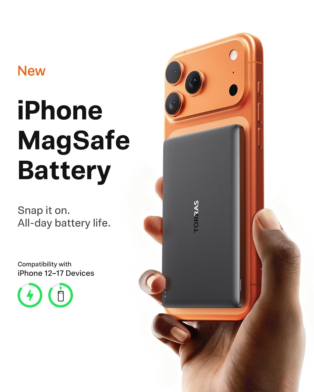5000mAh Magnetic Power Bank, Ultra-Slim MagSafe Wireless Charger, 18W USB-C Fast2