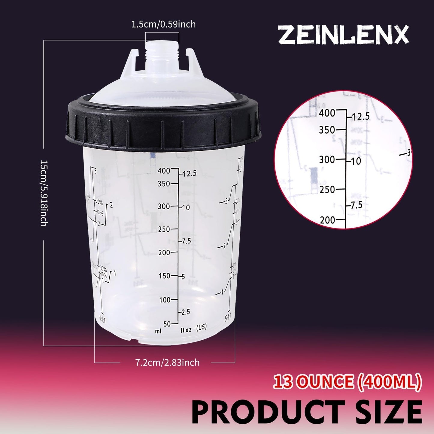 50 Pack Disposable Paint Gun Cups & Liners, 13oz for HVLP LVLP Spray Guns2