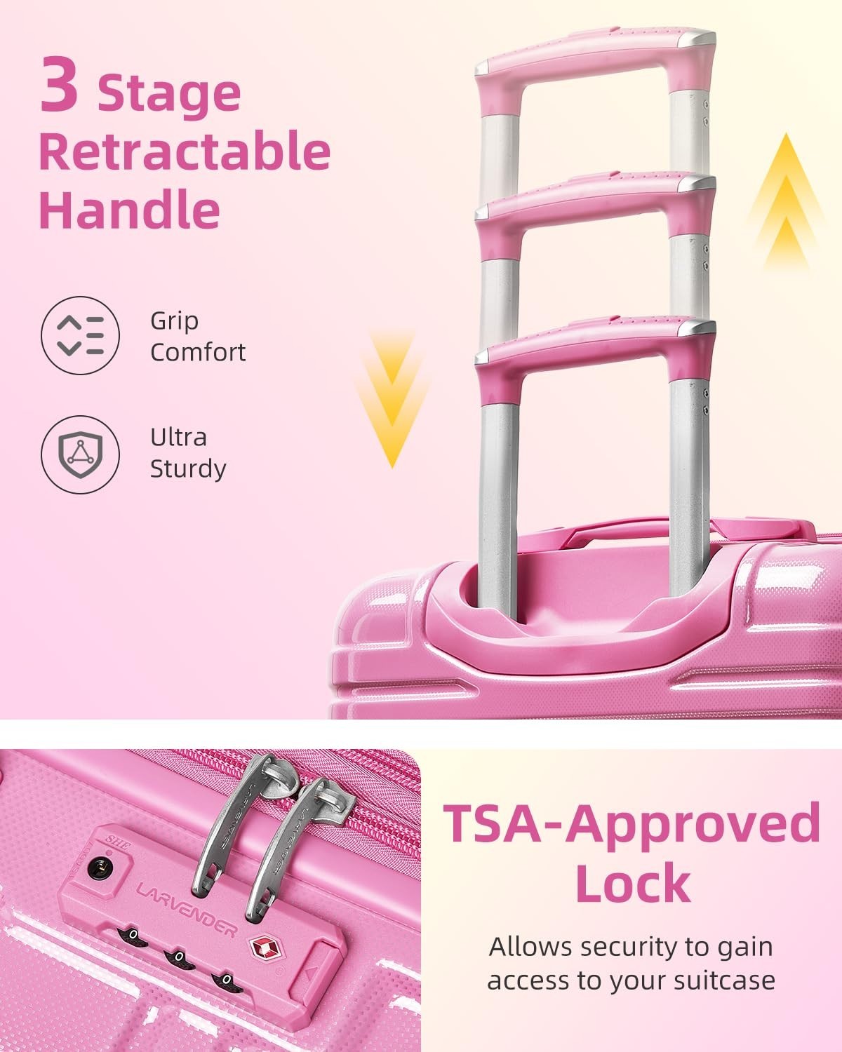 6-Piece Expandable Luggage Set, Lightweight Hardshell Suitcases, TSA Lock, 360°3