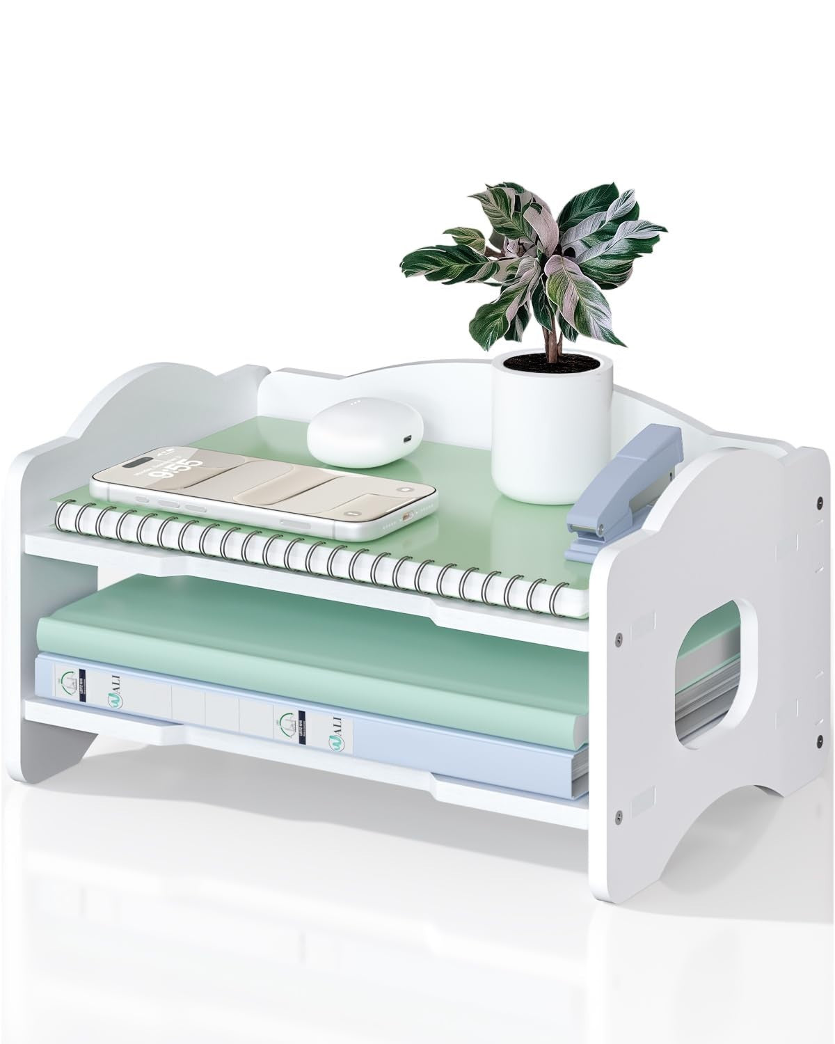 2 Tier Stackable Desk File Organizer with Handle   Paper Letter Tray for Office,1