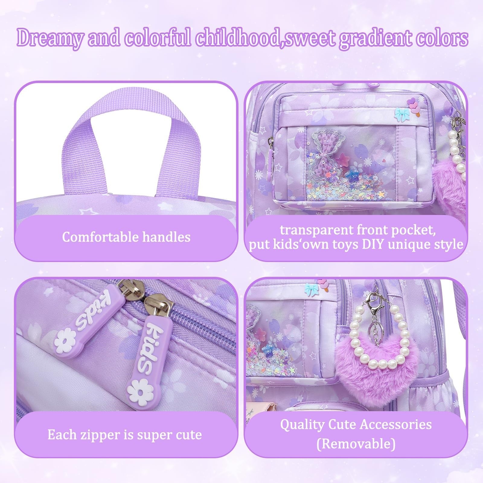 Stylish Girls School Backpack 17"   Kids Book Bag with Multiple Pockets, Splash 5
