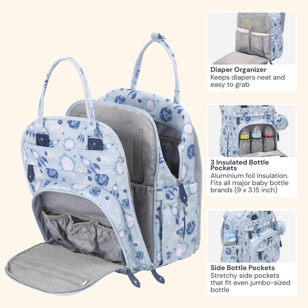 Multi Function Water Resistant Diaper Bag Backpack   Baby Travel Tote, Changing3