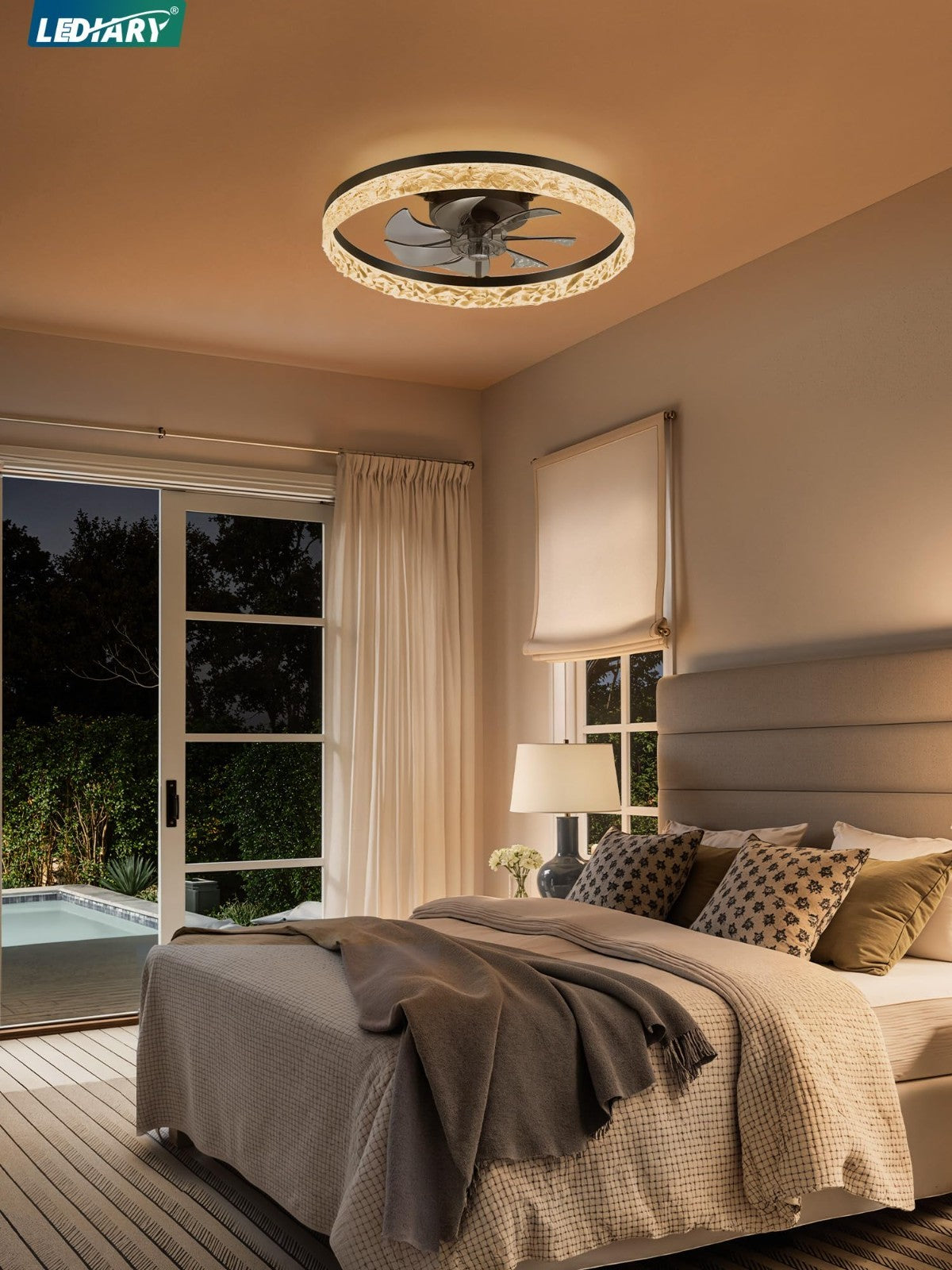 20" Modern Ceiling Fan with Lights & Remote   Dimmable, Low Profile, 6 Speeds, F6