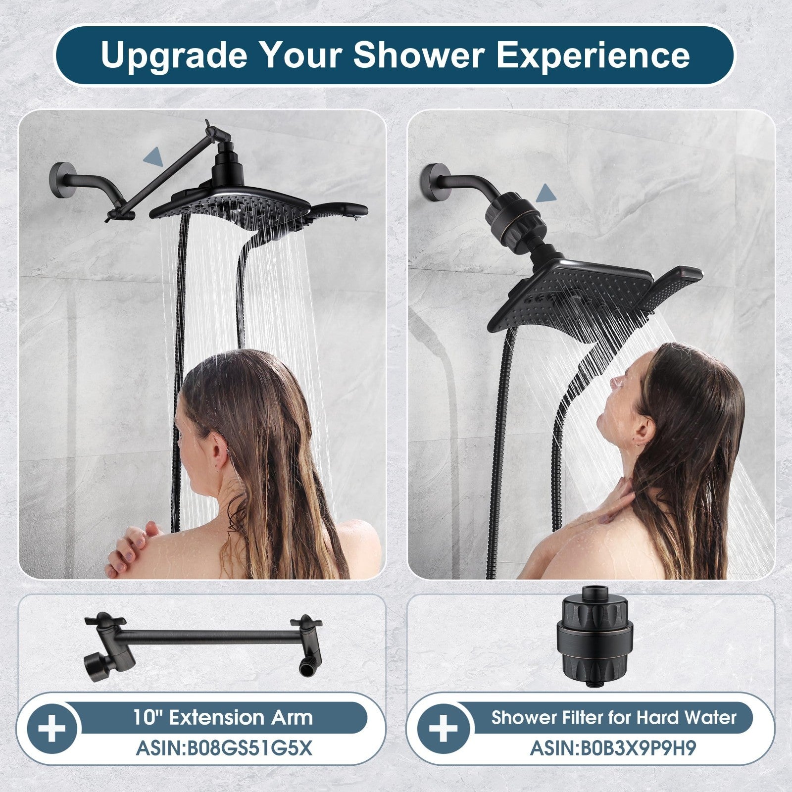 High Pressure Dual Shower Head Combo, Handheld & Rainfall Spray, Oil Rubbed Bron4