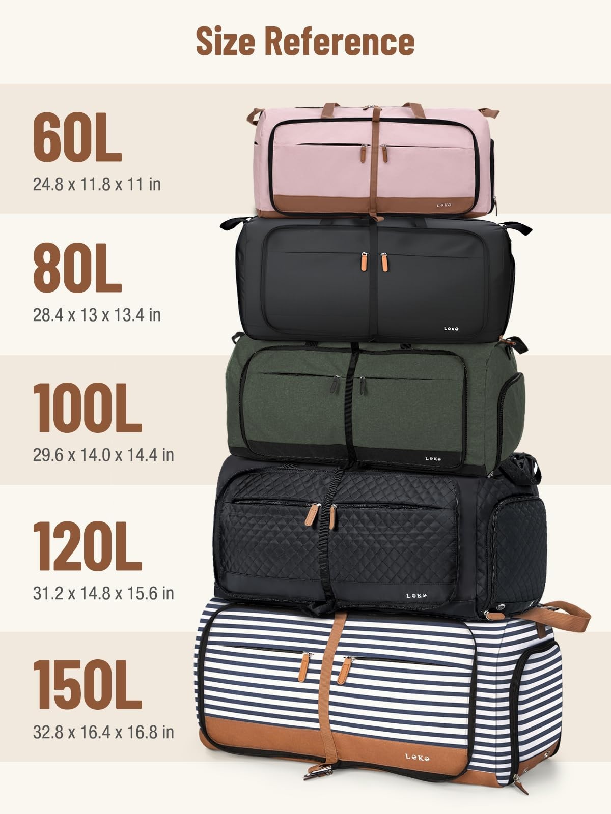 Large 80L Foldable Travel Duffle Bag for Women, Weekend Carry-On with Shoe Compa5