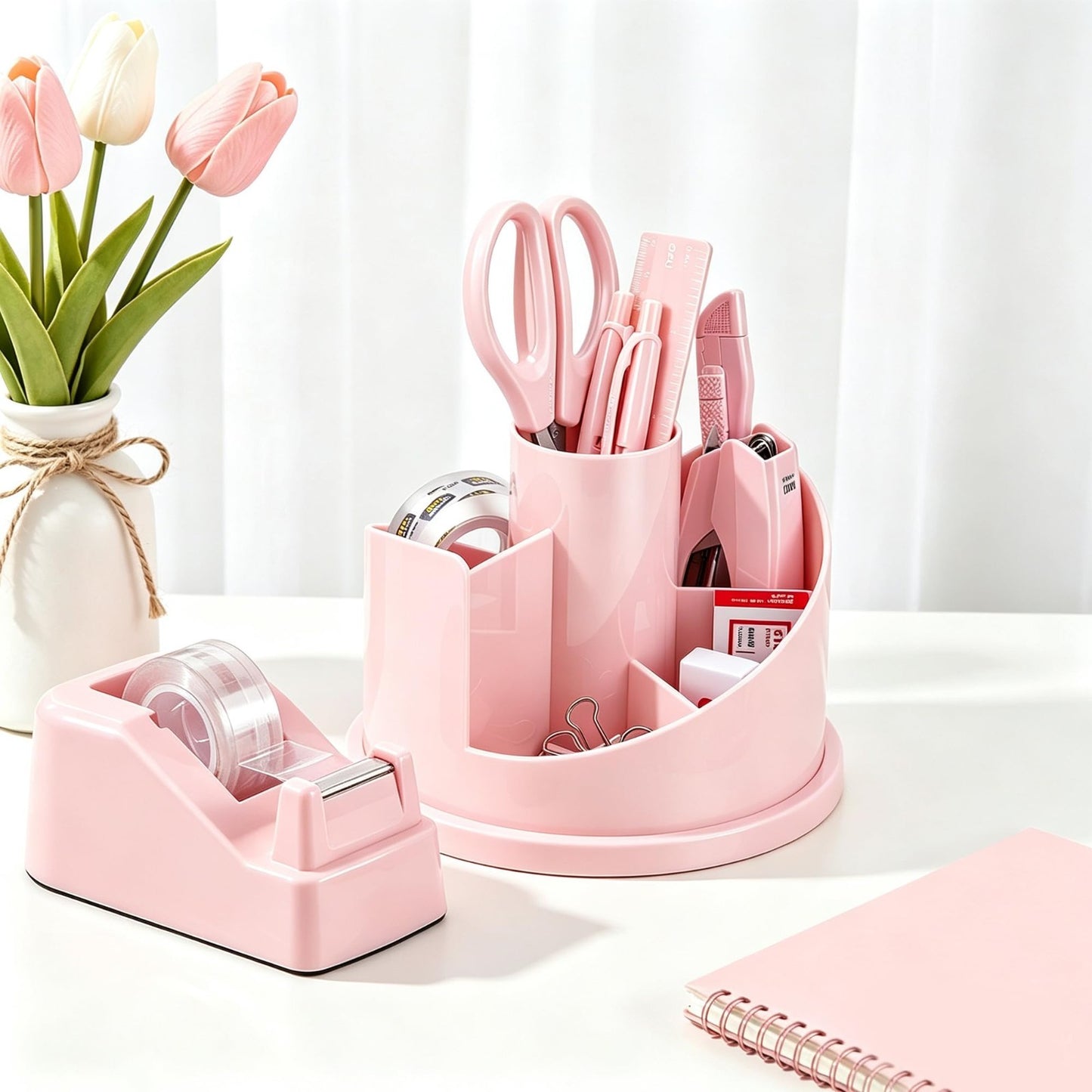 Pink Office Supplies Set   Desk Accessory Organizer Kit for Deli & Home Use2