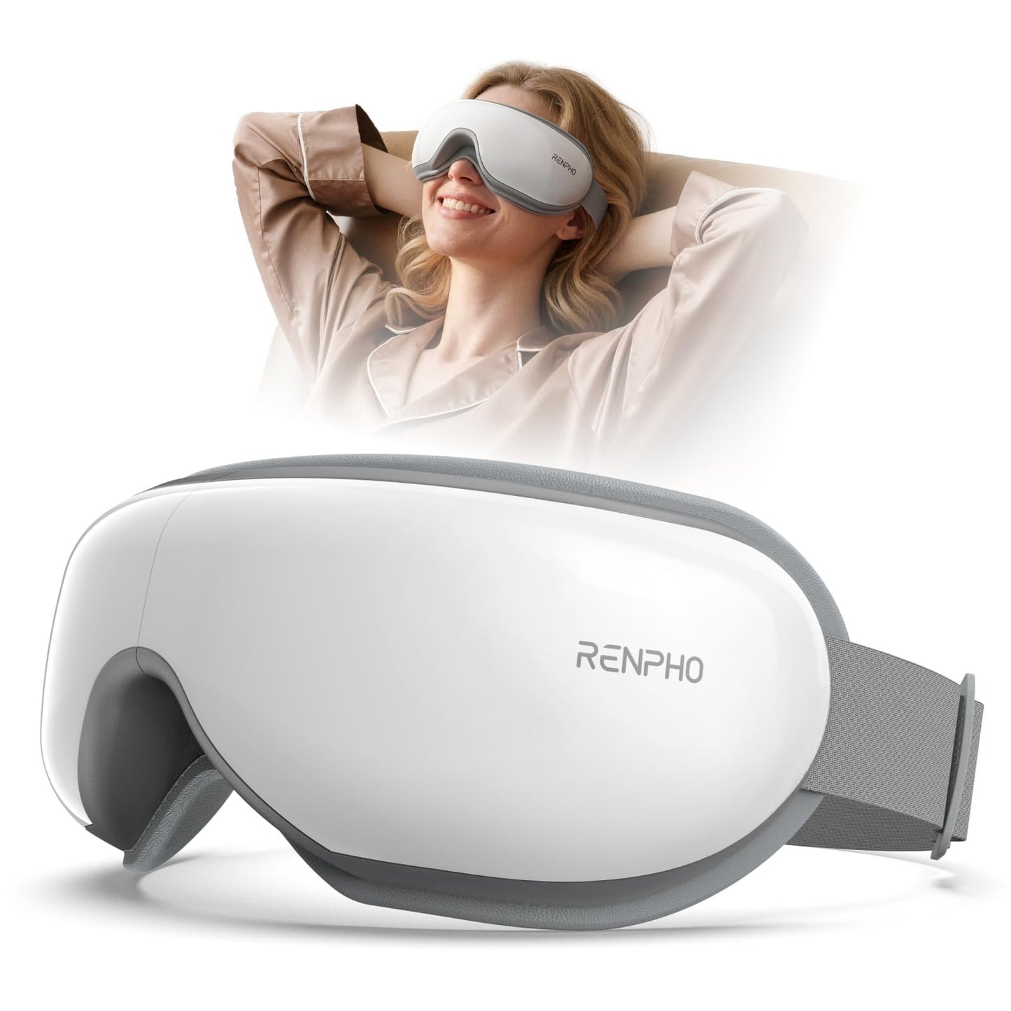 Heated Eye Massager with Vibration | Relieves Head Tension, Eye Strain & Dark Ci1
