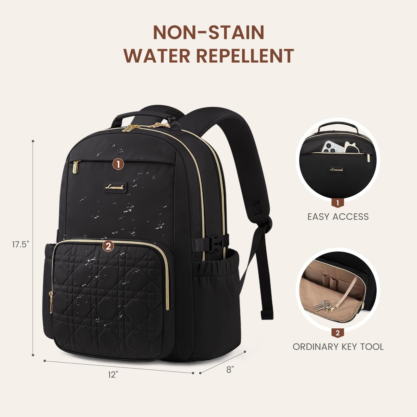 Stylish Waterproof Laptop Backpack for Women, 15.6" Large Capacity, Travel Purse3