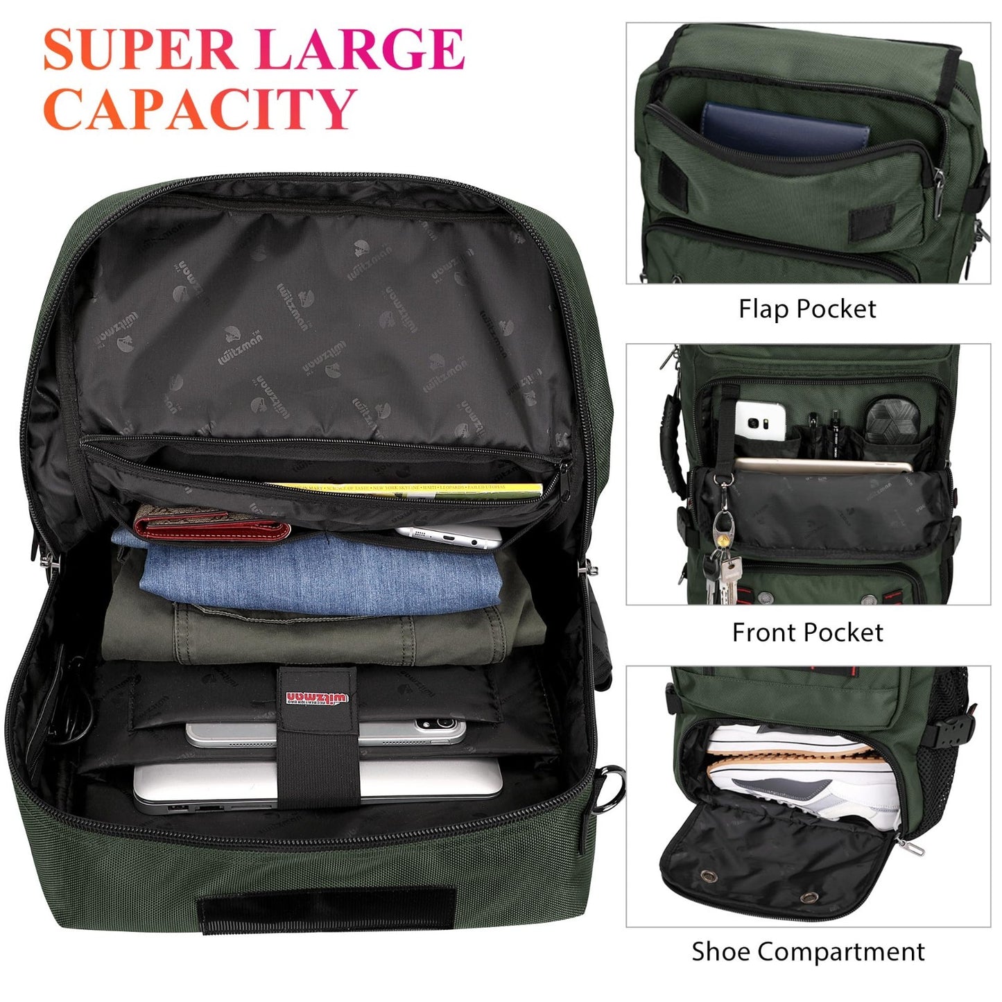 Travel Backpack for Men, Airline Approved Carry On, Fits 16" Laptop, Durable & S3