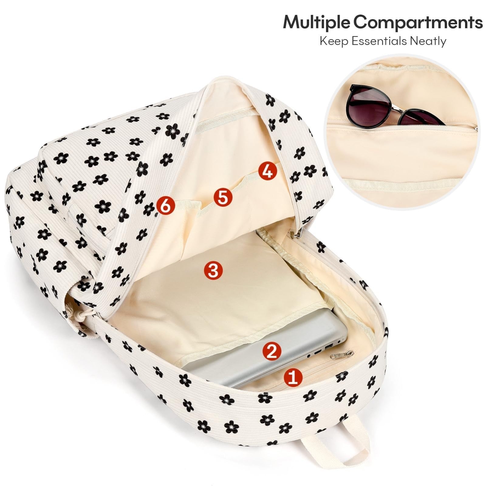 Trendy Preppy Corduroy Kids Backpack, Cute School Bookbag for Girls3