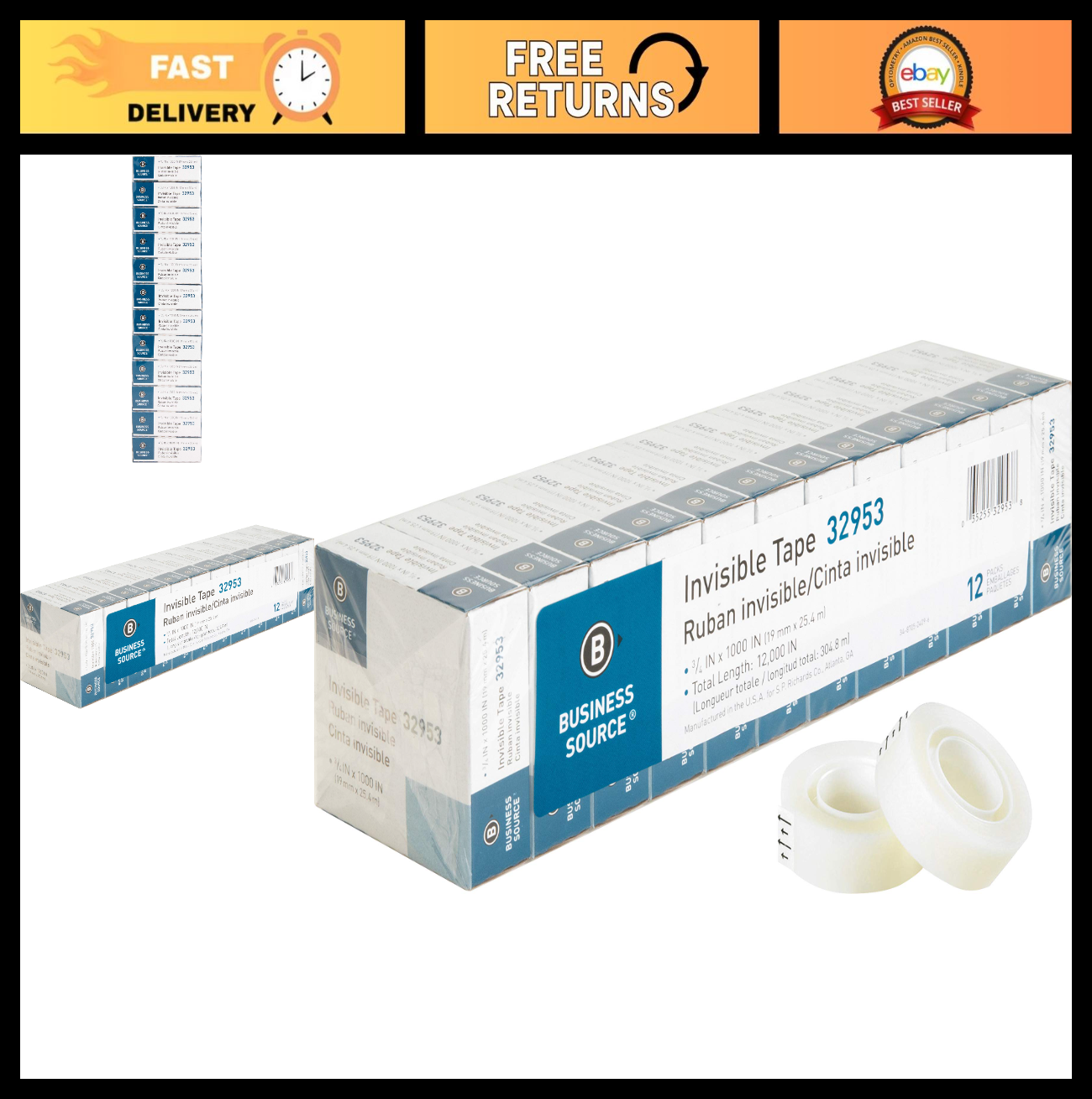 Premium Invisible Tape Value Pack - Clear, Strong Adhesive, Office Supplies, 6 R0
