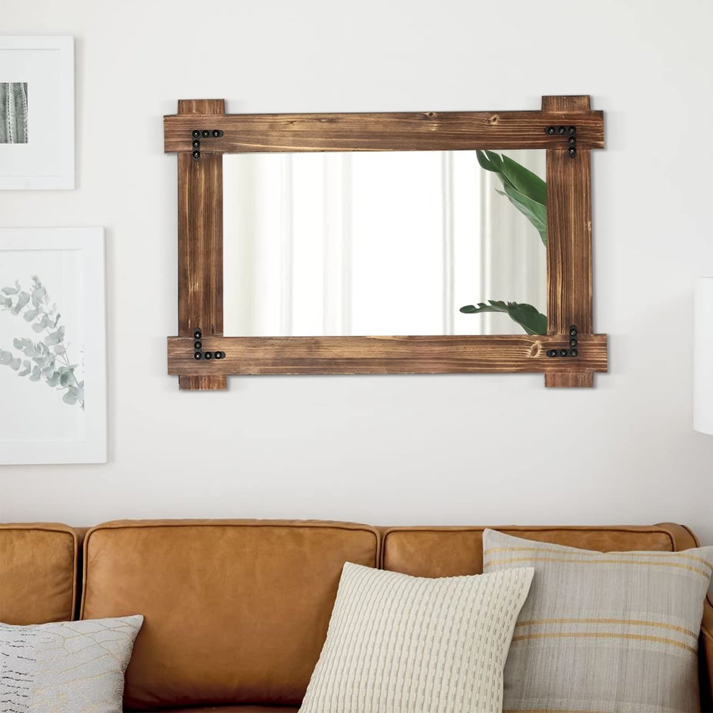 Rustic Wood Bathroom Mirror - Farmhouse Wall-Mounted Vanity Mirror 30x203
