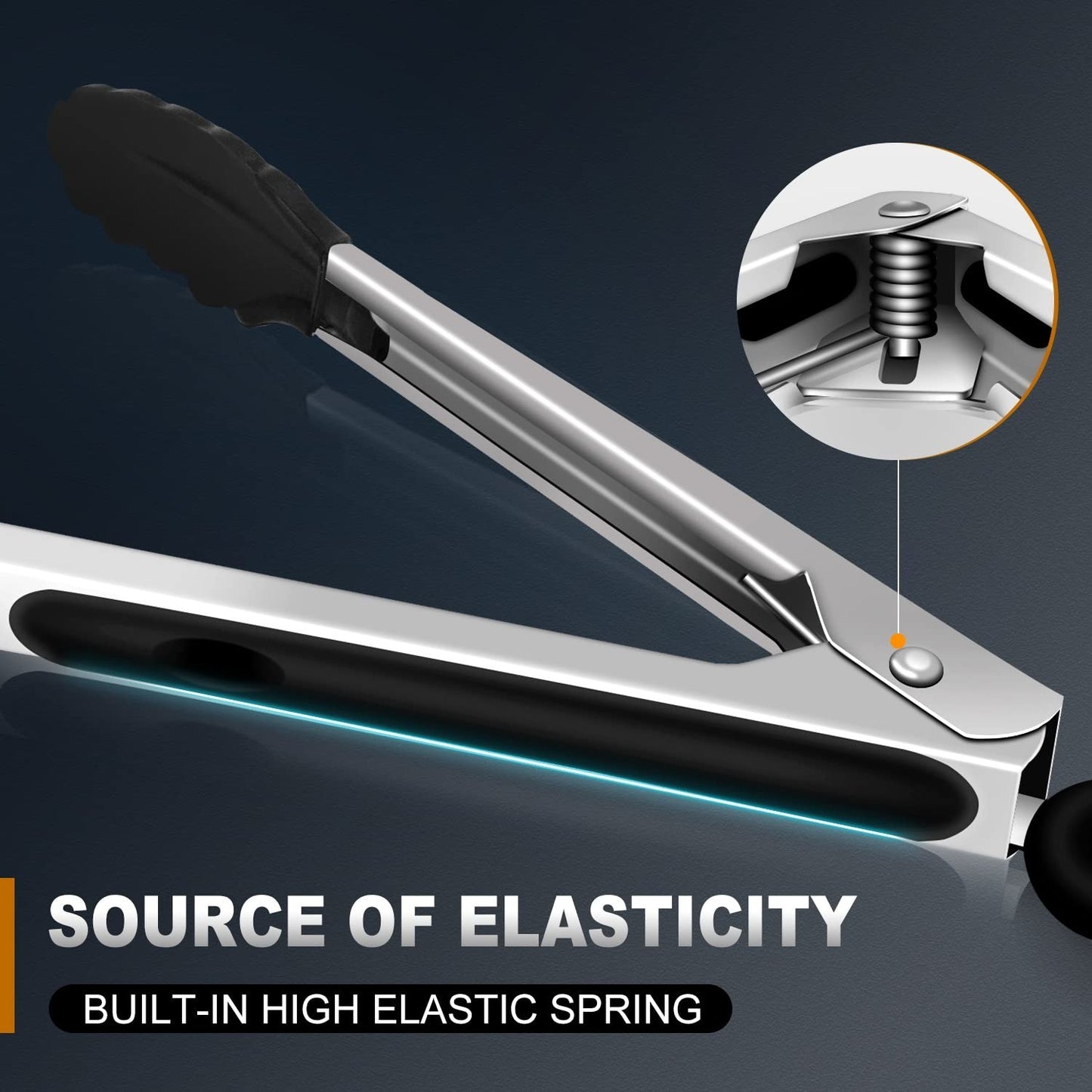 Heat Resistant Silicone Tongs Set 3PCs   600°F Heavy Duty Stainless Steel, Non S5