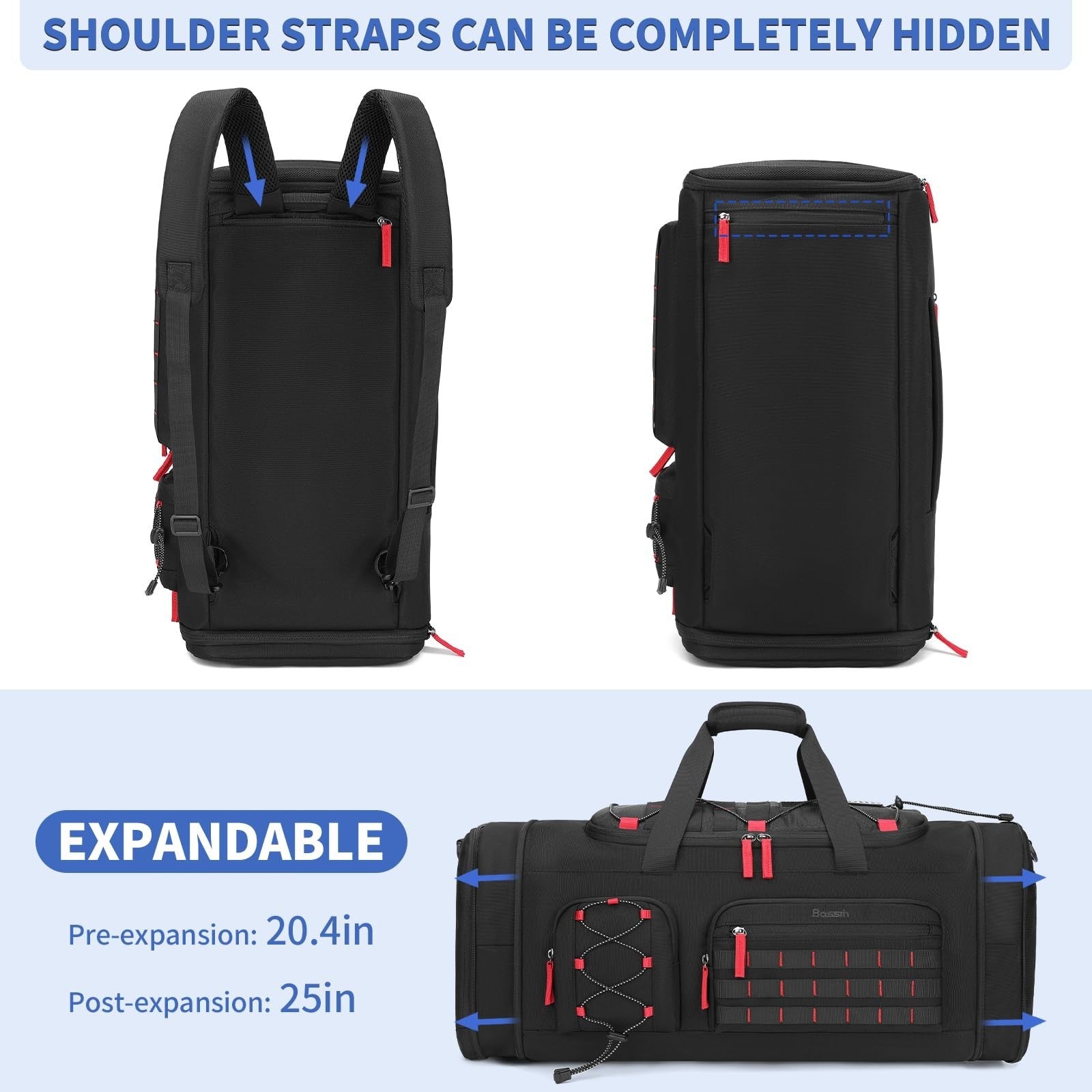 Expandable 45L 50L Gym Bag for Men & Women, Sports Duffle Bag, Travel Tote3