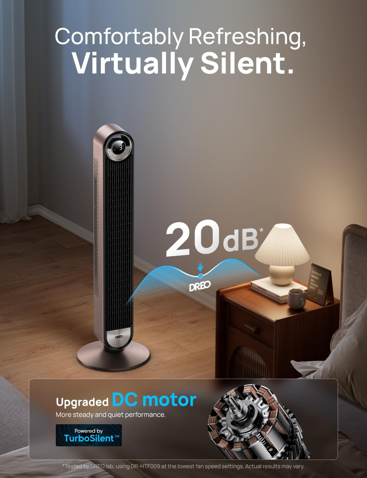 Oscillating Tower Fan for Bedroom   90° Rotation, 20dB Quiet, 9 Speeds, Remote &2