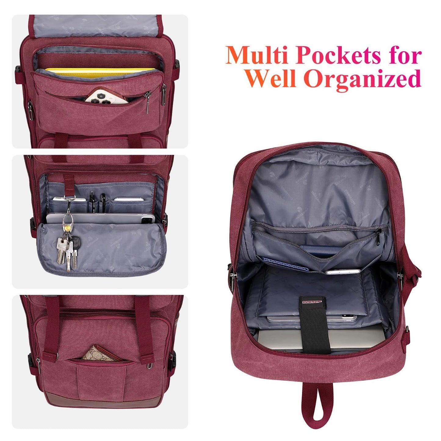 Large Canvas Travel Backpack for Women, 16 Inch Laptop Compatible, Stylish & Dur3