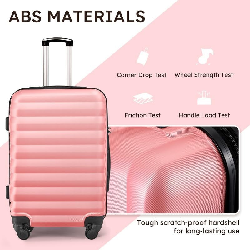 3 Piece Luggage Set for Women - ABS Hardshell Suitcase with Spinner Wheels & 6 P6
