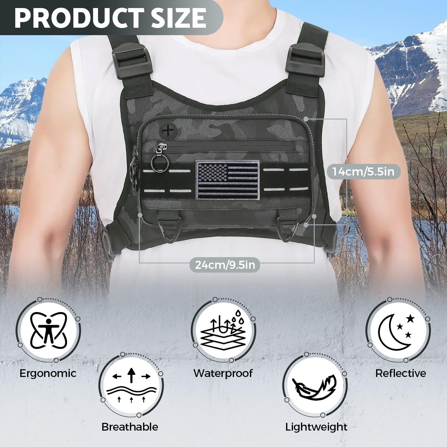 Lightweight Water-Resistant Chest Pack for Running, Cycling & Workouts - Phone H4
