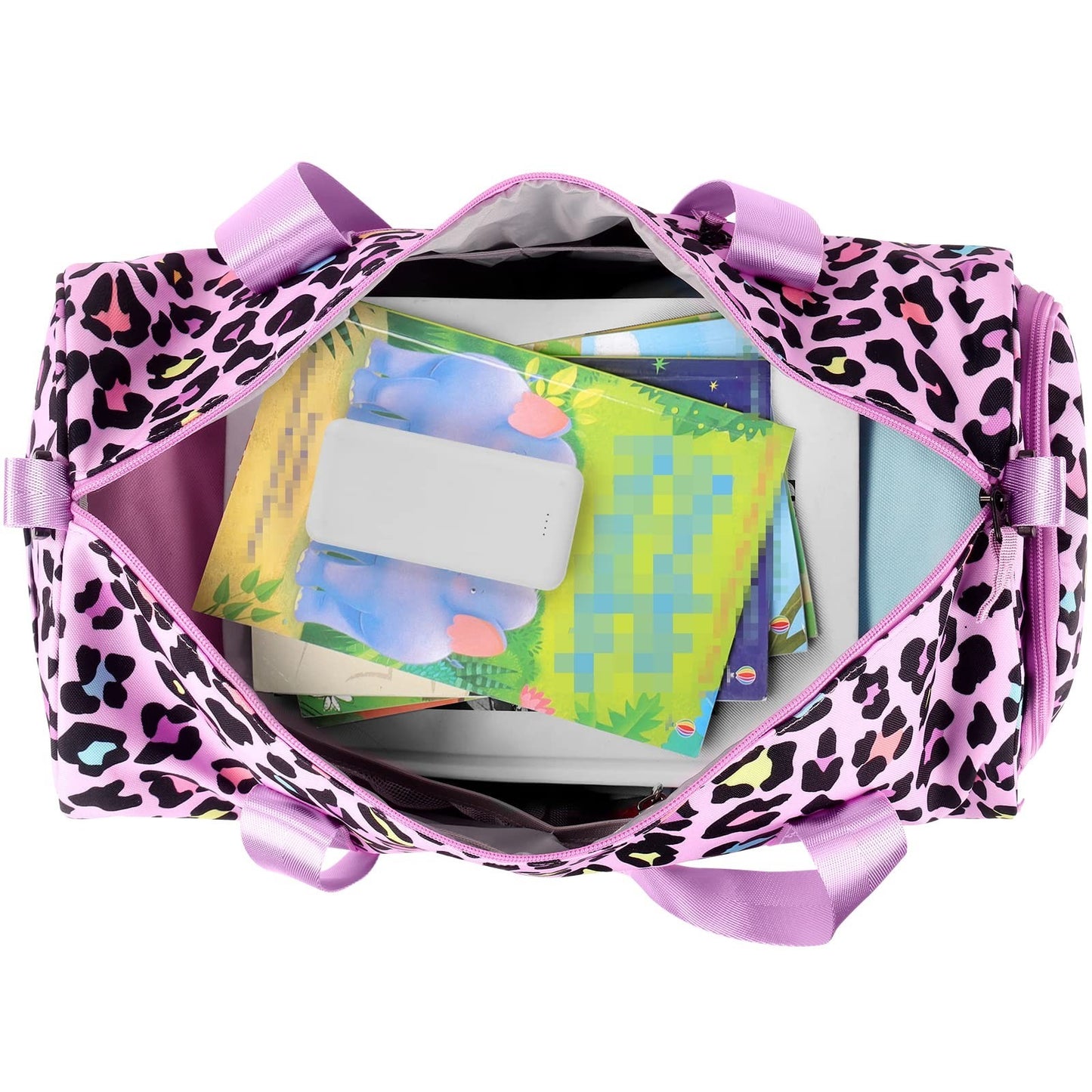 Girls Cheetah Duffle Bag - Pink Weekender Overnight Bag for Kids Ages 6-84
