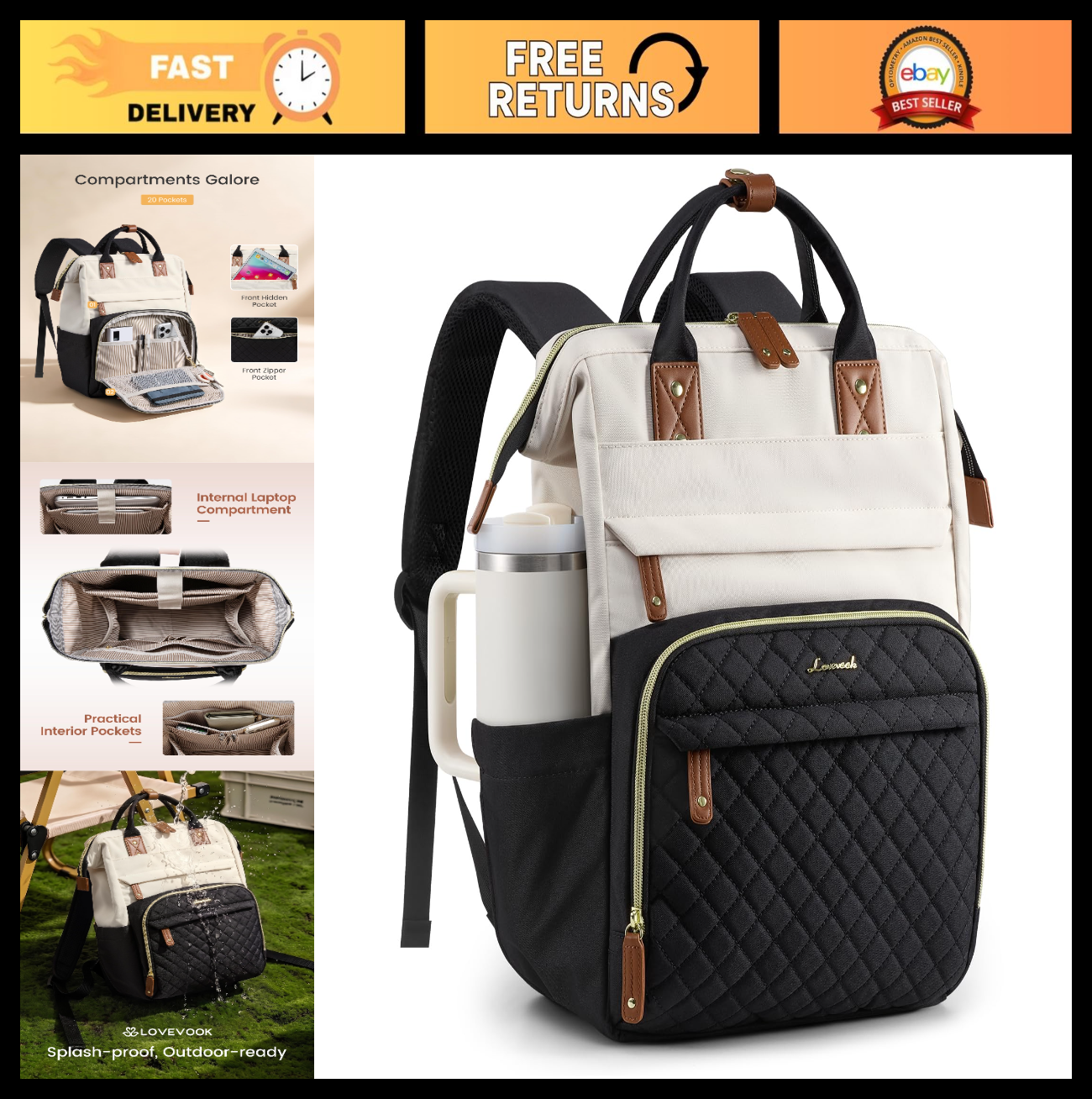 Quilted Laptop Backpack for Women   Stylish Work, Teacher & Nurse Purse0