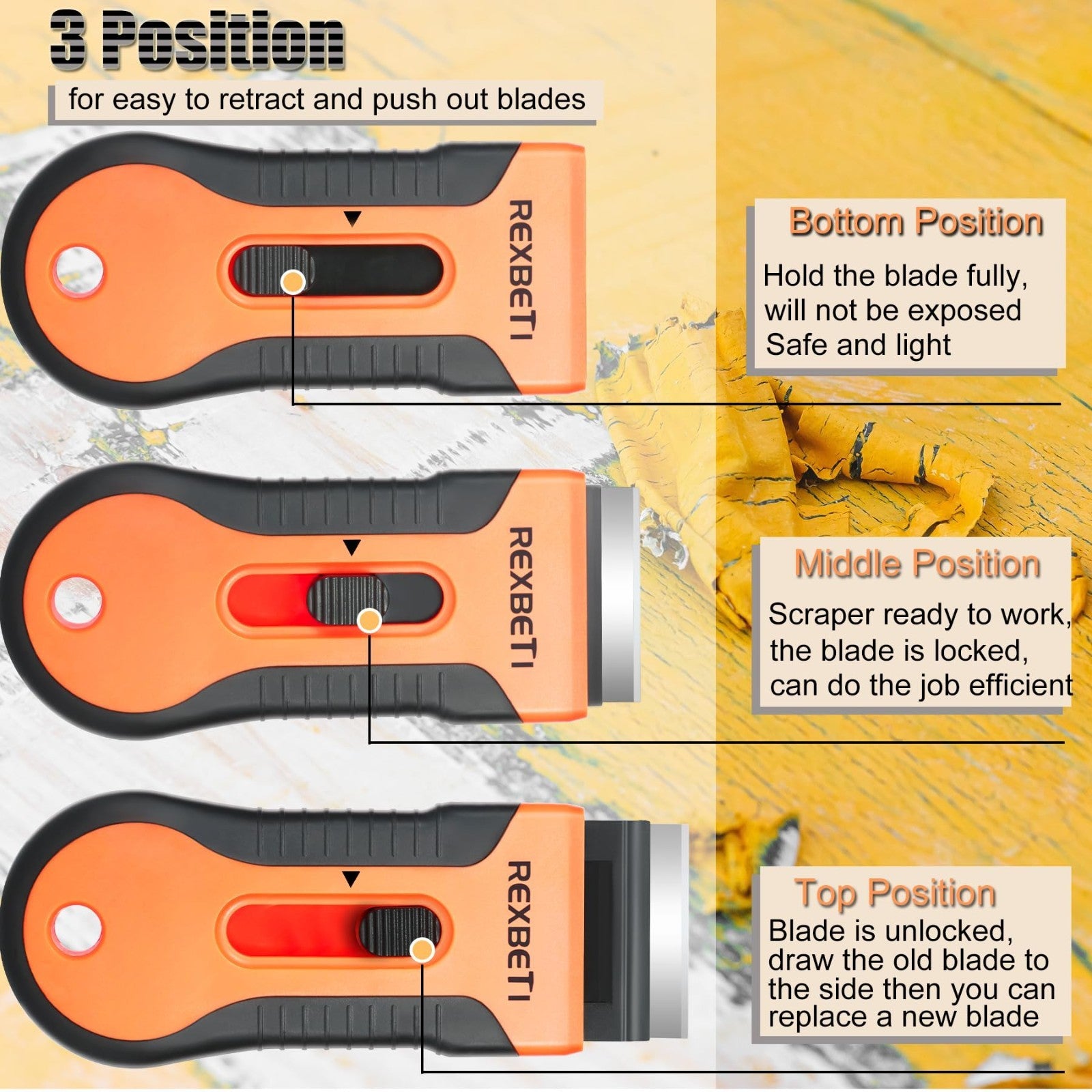 8 Pack Razor Blade Scraper Set with 240 Blades   Metal & Plastic, Cleaning Tool,3