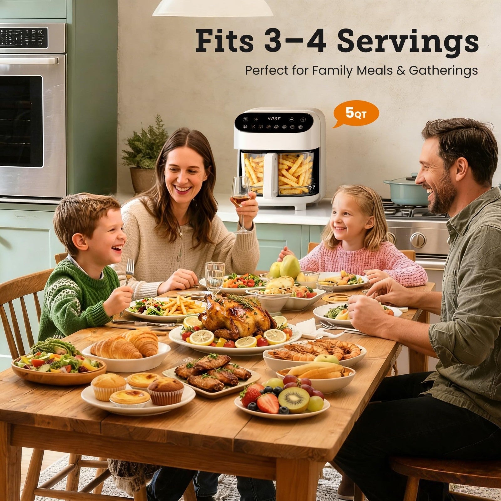 5QT Glass Air Fryer, BPA-Free Non-Toxic, Digital Touch Control, 1500W, Dishwashe4