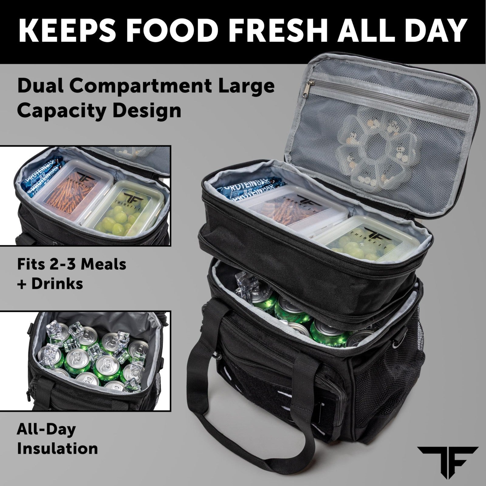 Tactical Insulated Lunch Bag - Heavy Duty Meal Prep Cooler - Large Capacity, Wat3