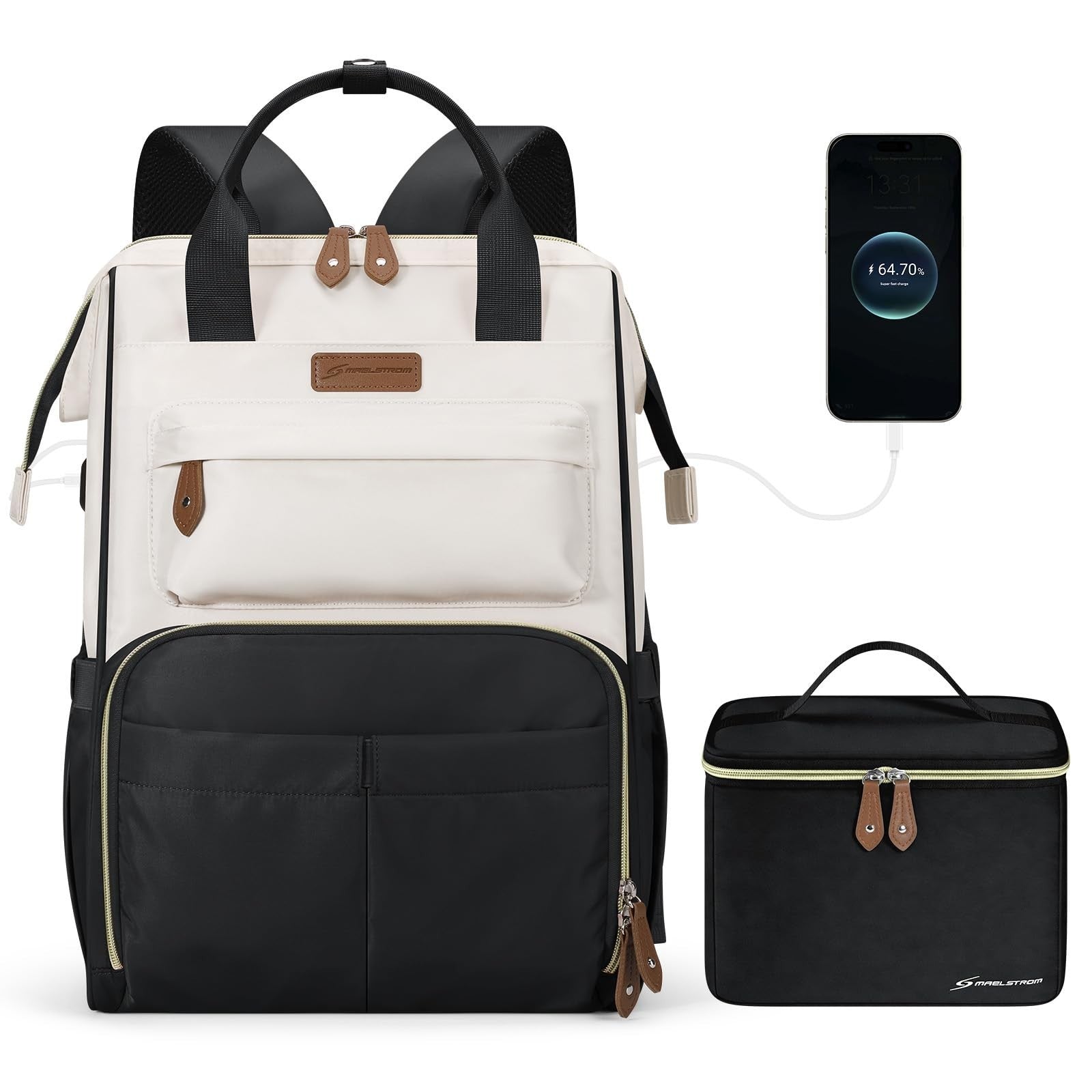 Travel Backpack for Men & Women, 15.6-17.3" Laptop Bag, Insulated Lunch Box, Bla0