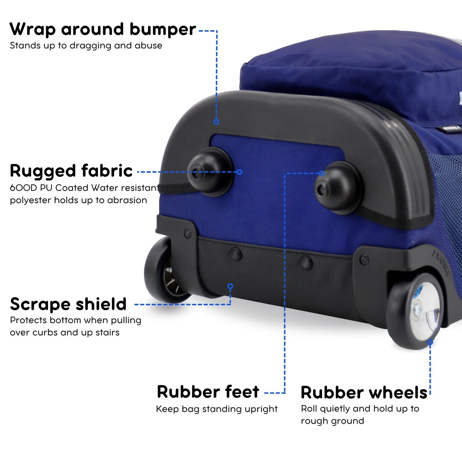 Kids Rolling Backpack with Wheels, School Roller Bookbag for Girls & Boys, Navy3
