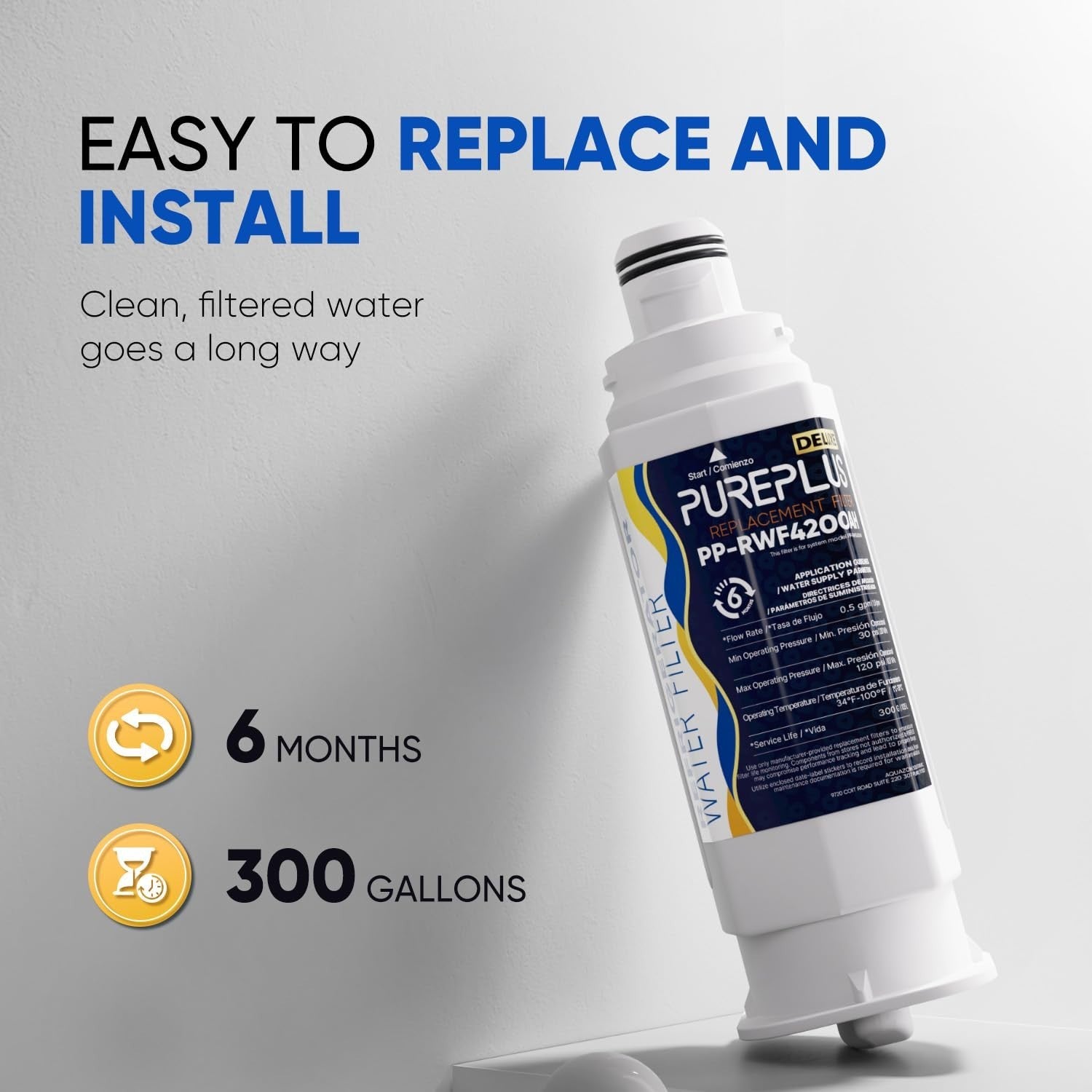 Refrigerator Water Filter Replacement - Reduces PFOA/PFOS & Chlorine, 3 Pack7