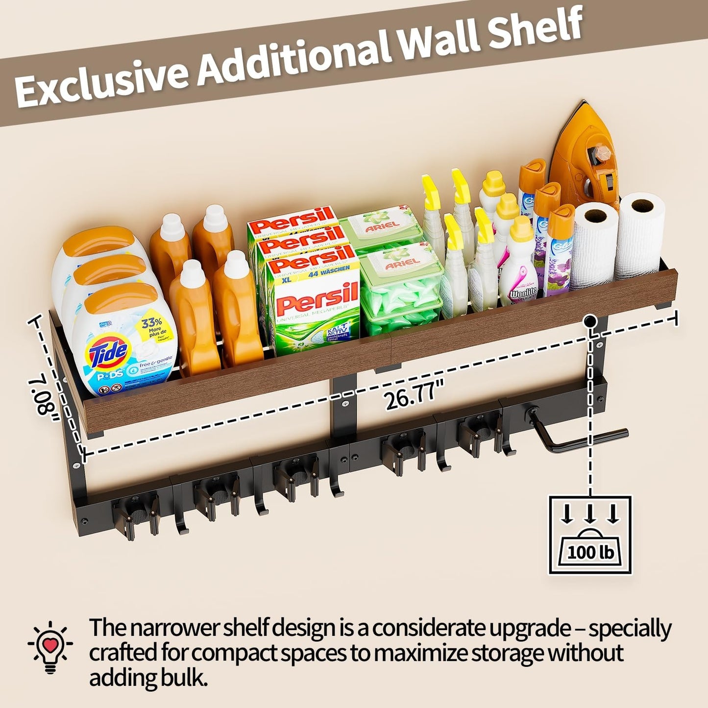 Wall-Mounted Broom and Mop Organizer, Space-Saving Holder for Cleaning Tools5