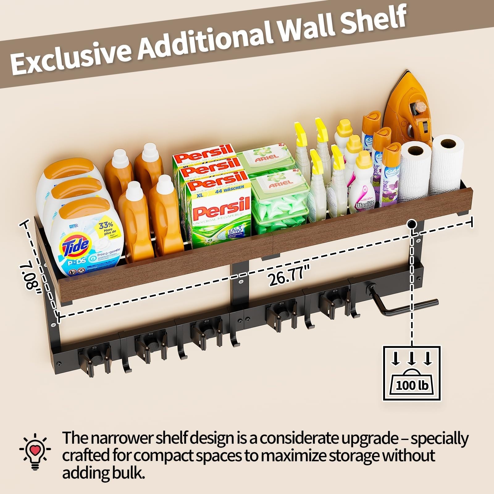 Wall-Mounted Broom and Mop Organizer, Space-Saving Holder for Cleaning Tools5