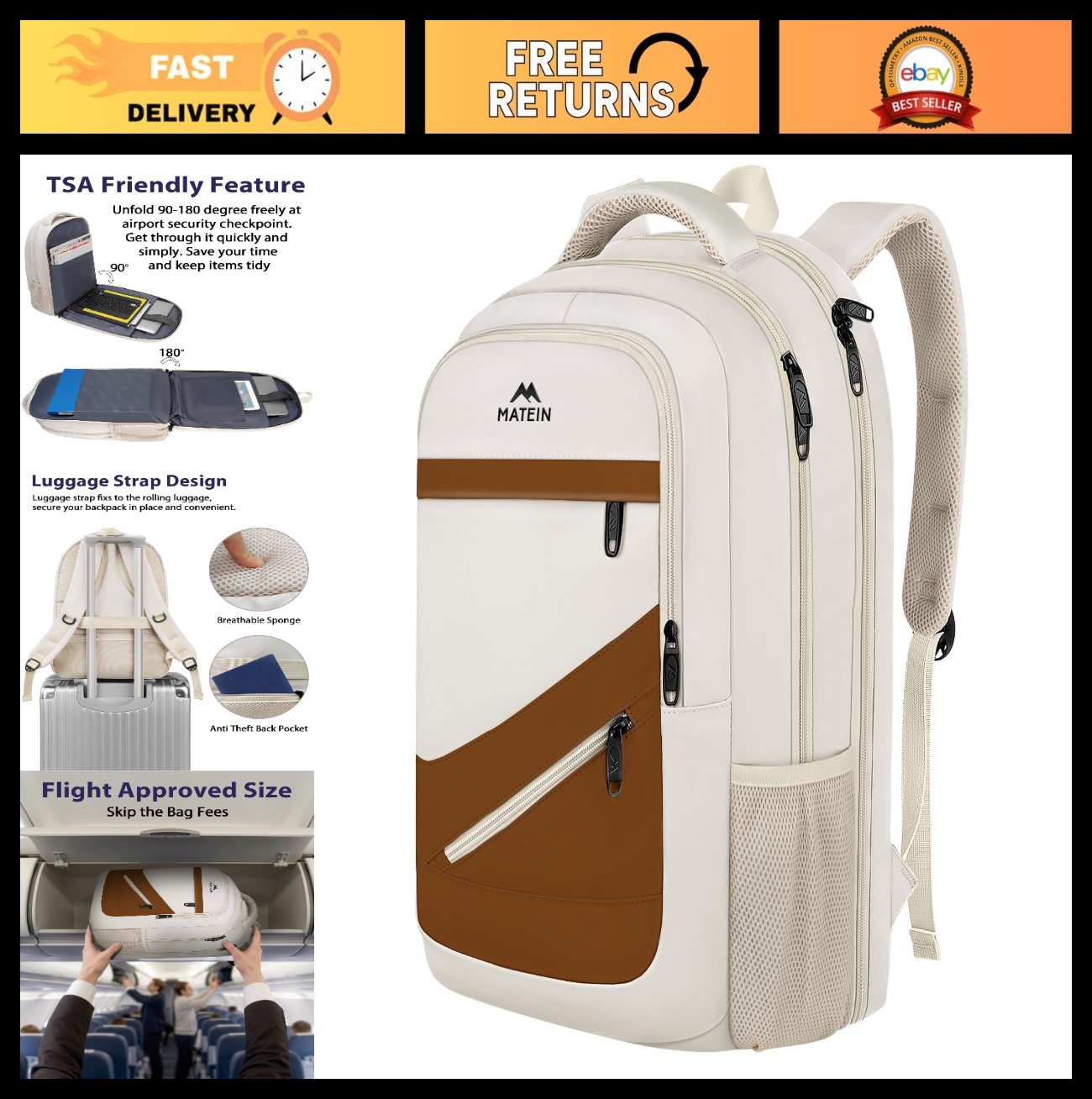 Water Resistant 17.3" Laptop Backpack for Women, Stylish Business Work Bag0