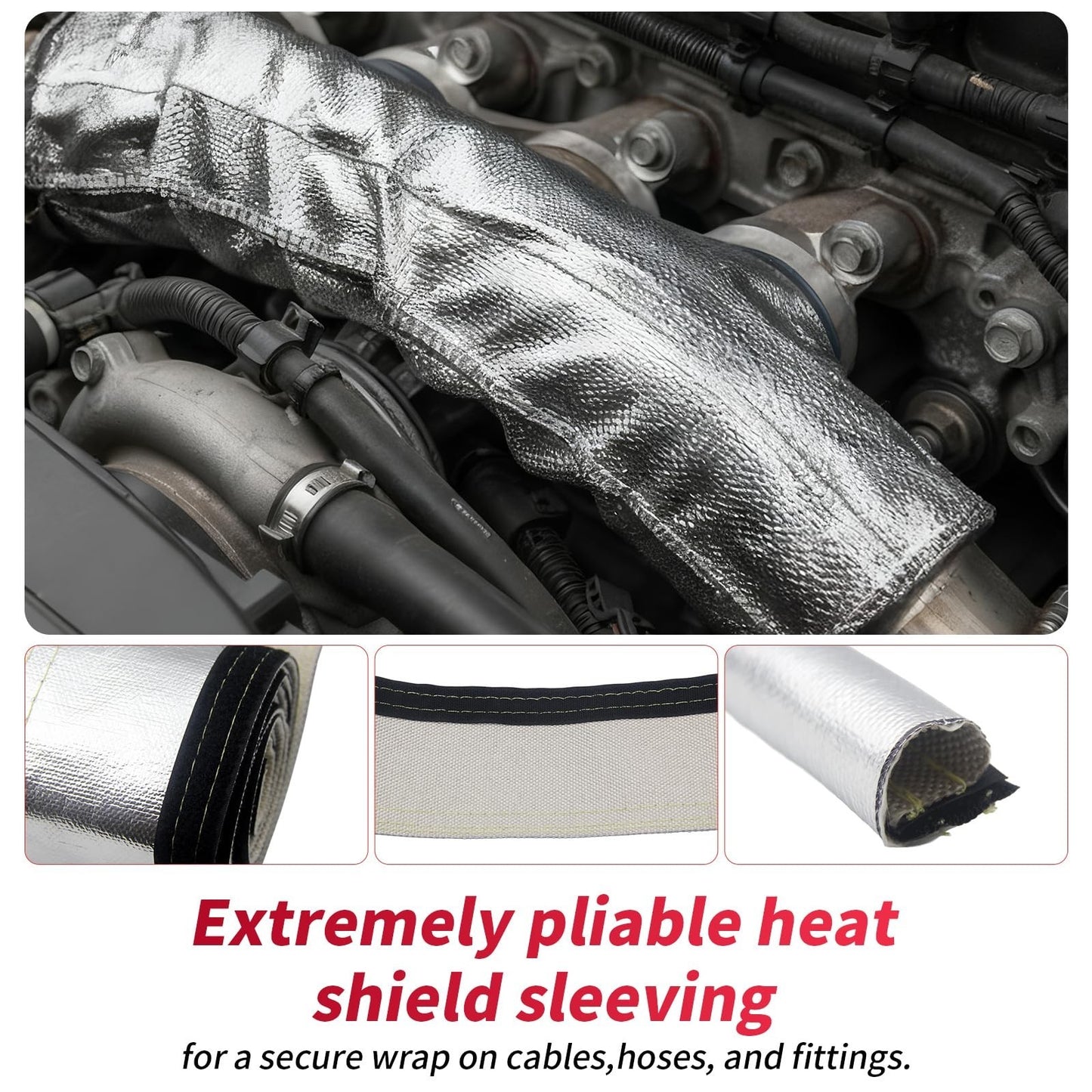 Aluminized Heat Shield Sleeve 3/4" ID x 10FT | Wire & Hose Protection Wrap, 10 T4