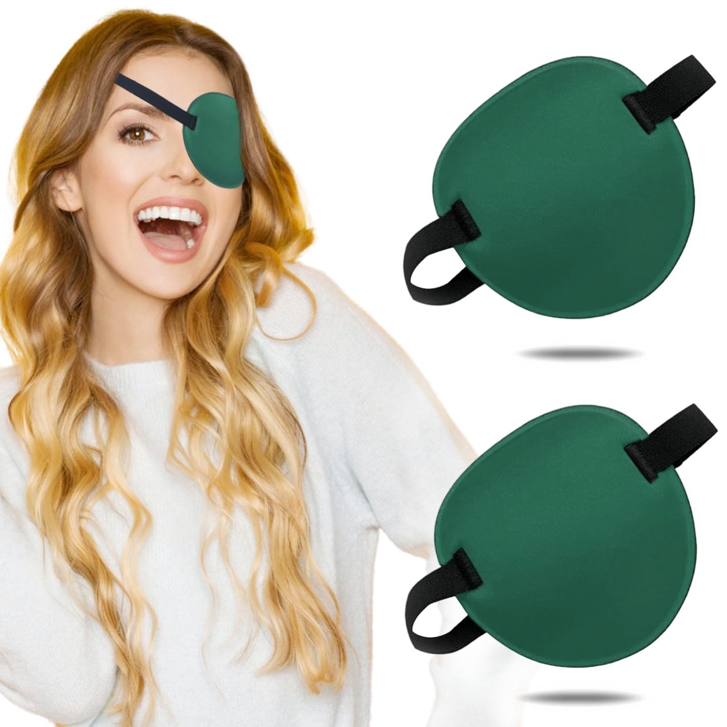 3D Adjustable Eye Patch Set, Medical Patches for Amblyopia & Lazy Eye, Green1
