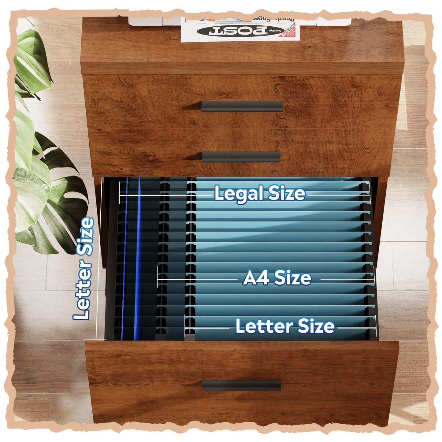 3 Drawer File Cabinet for Home Office   Wood Under Desk Storage, Rolling Printer4