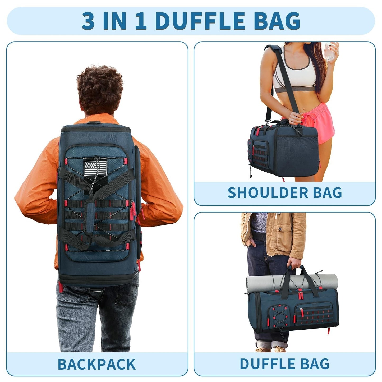 Expandable 45L 50L Sports Duffle Gym Bag for Men & Women   Travel & Fitness Tote4