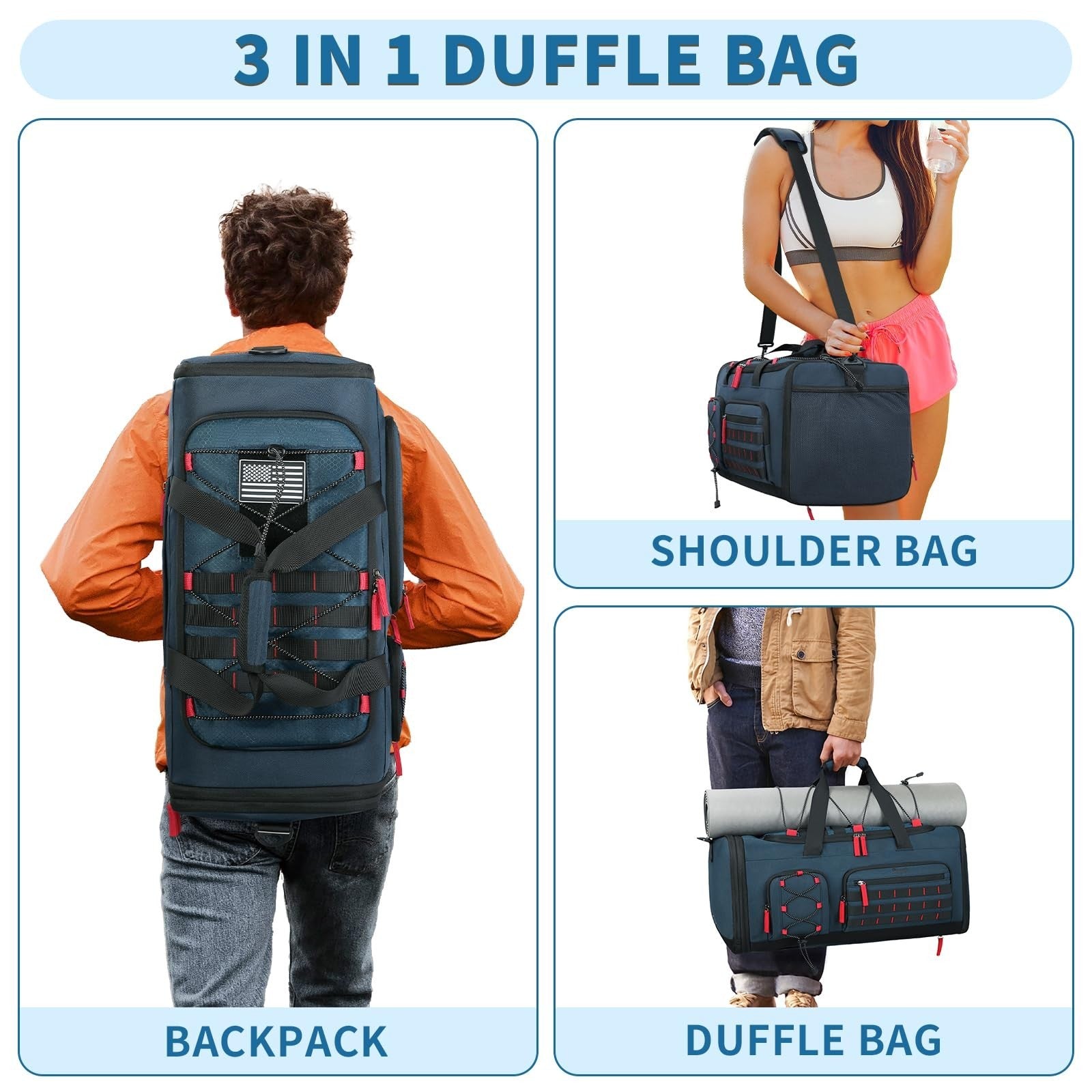 Expandable 45L 50L Sports Duffle Gym Bag for Men & Women   Travel & Fitness Tote4