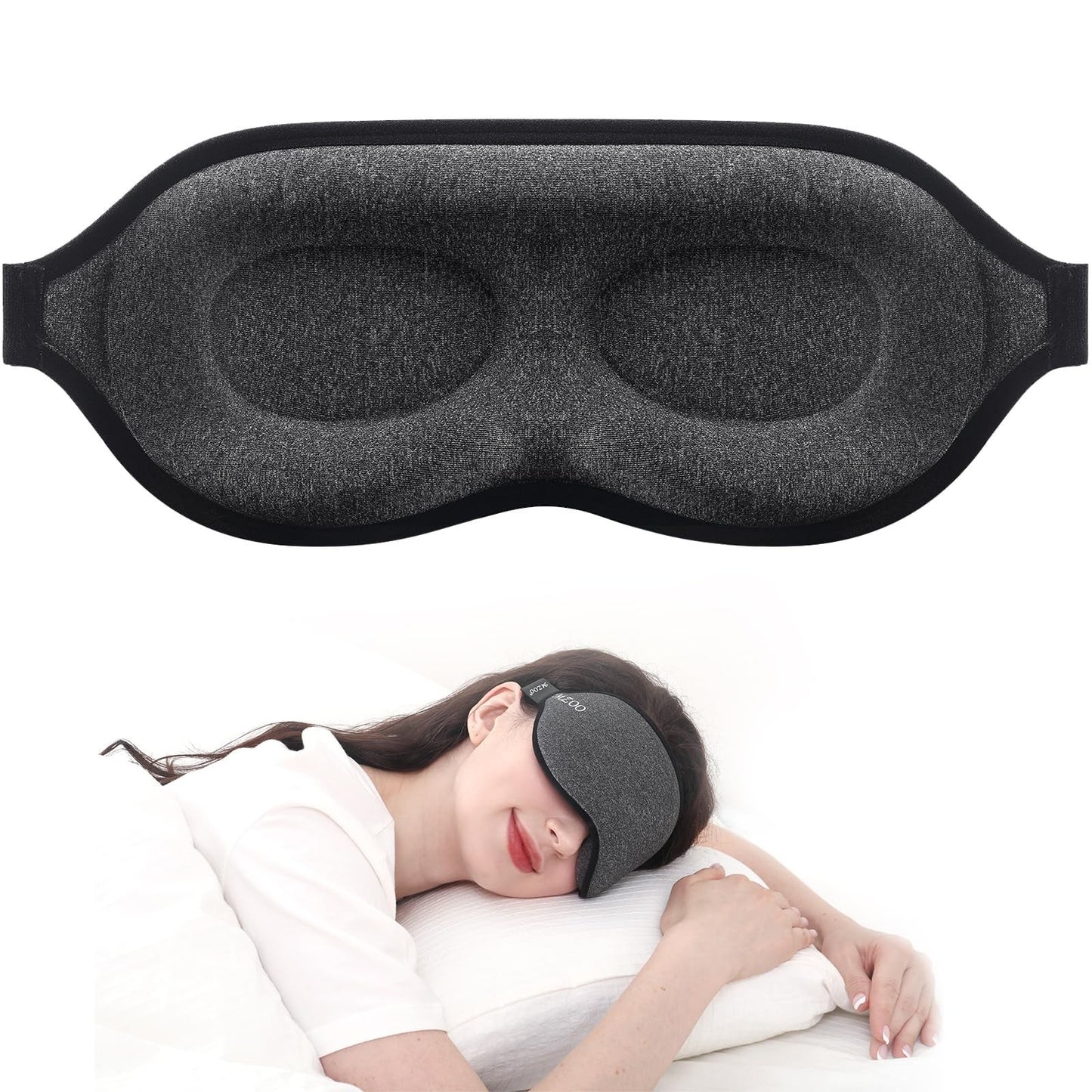 3D Luxury Sleep Mask - Soft Eye Cover for Travel, Light Blocking, Back Sleeper,1