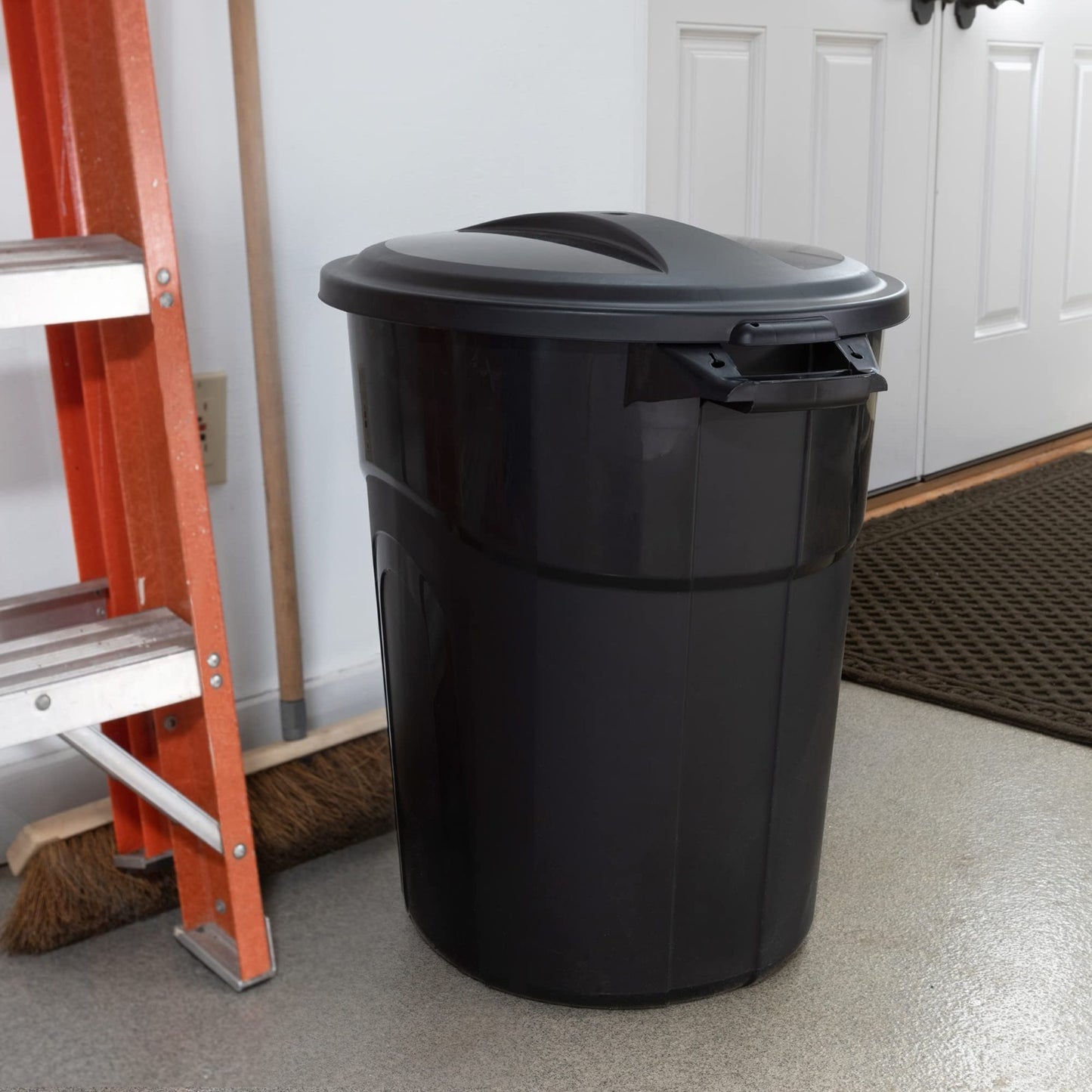 20 Gallon Round Trash Can, Black - Sturdy Waste Container with Handles, 2-Pack8