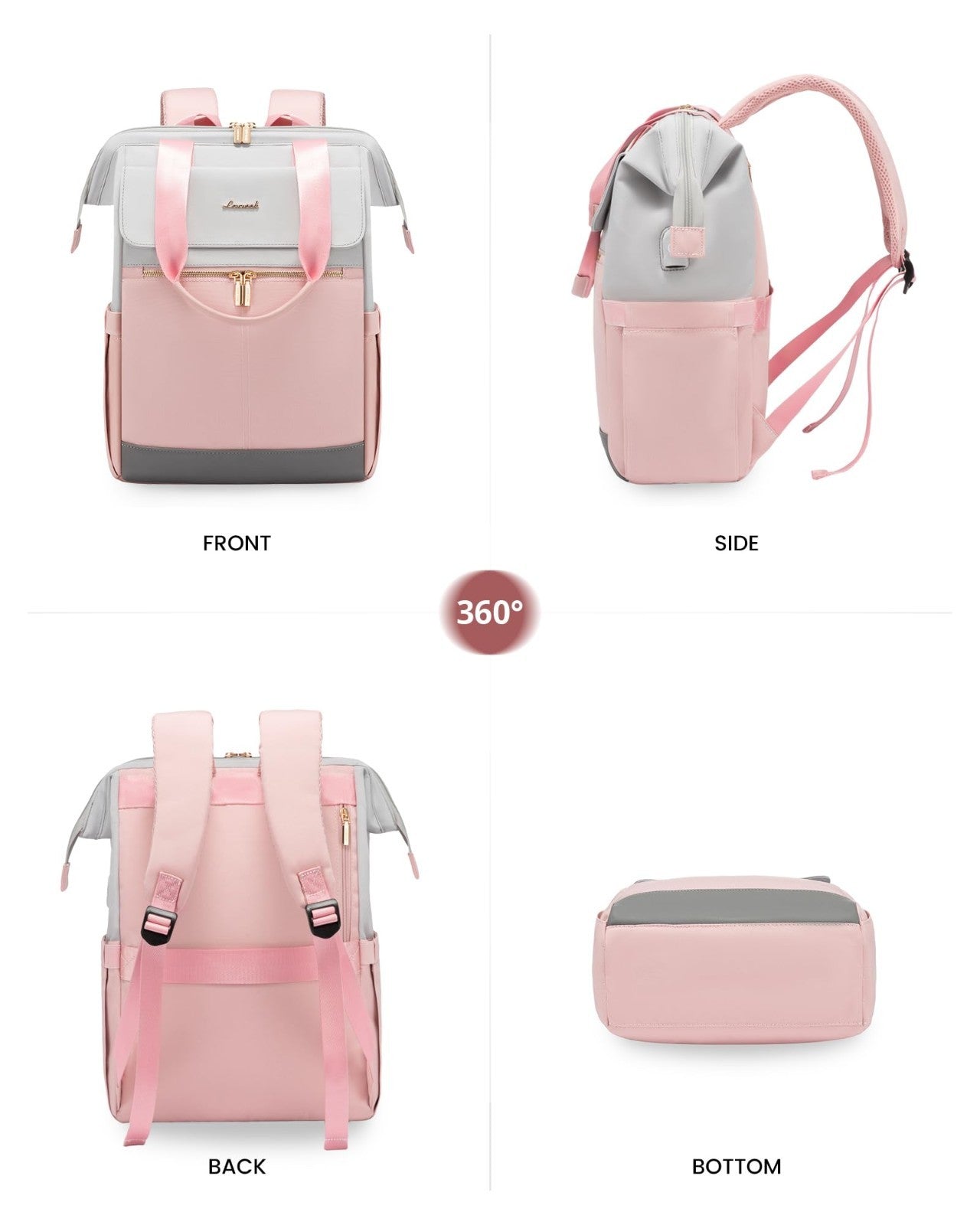 Stylish 15.6" Laptop Backpack for Women, Waterproof Travel Bag with USB Port, Or8
