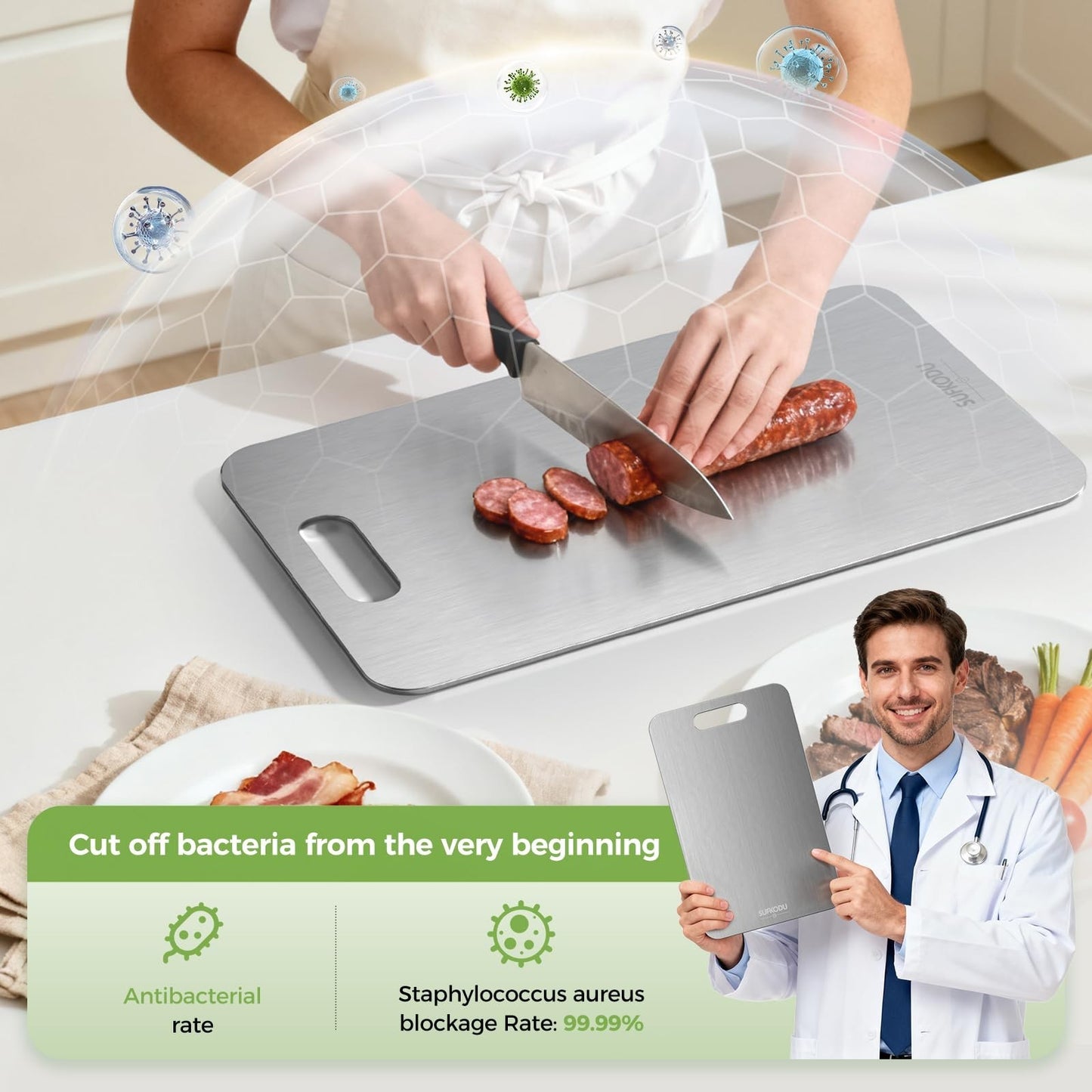 Set of 3 Double Sided Titanium Cutting Boards   Non Toxic, Dishwasher Safe, Idea3