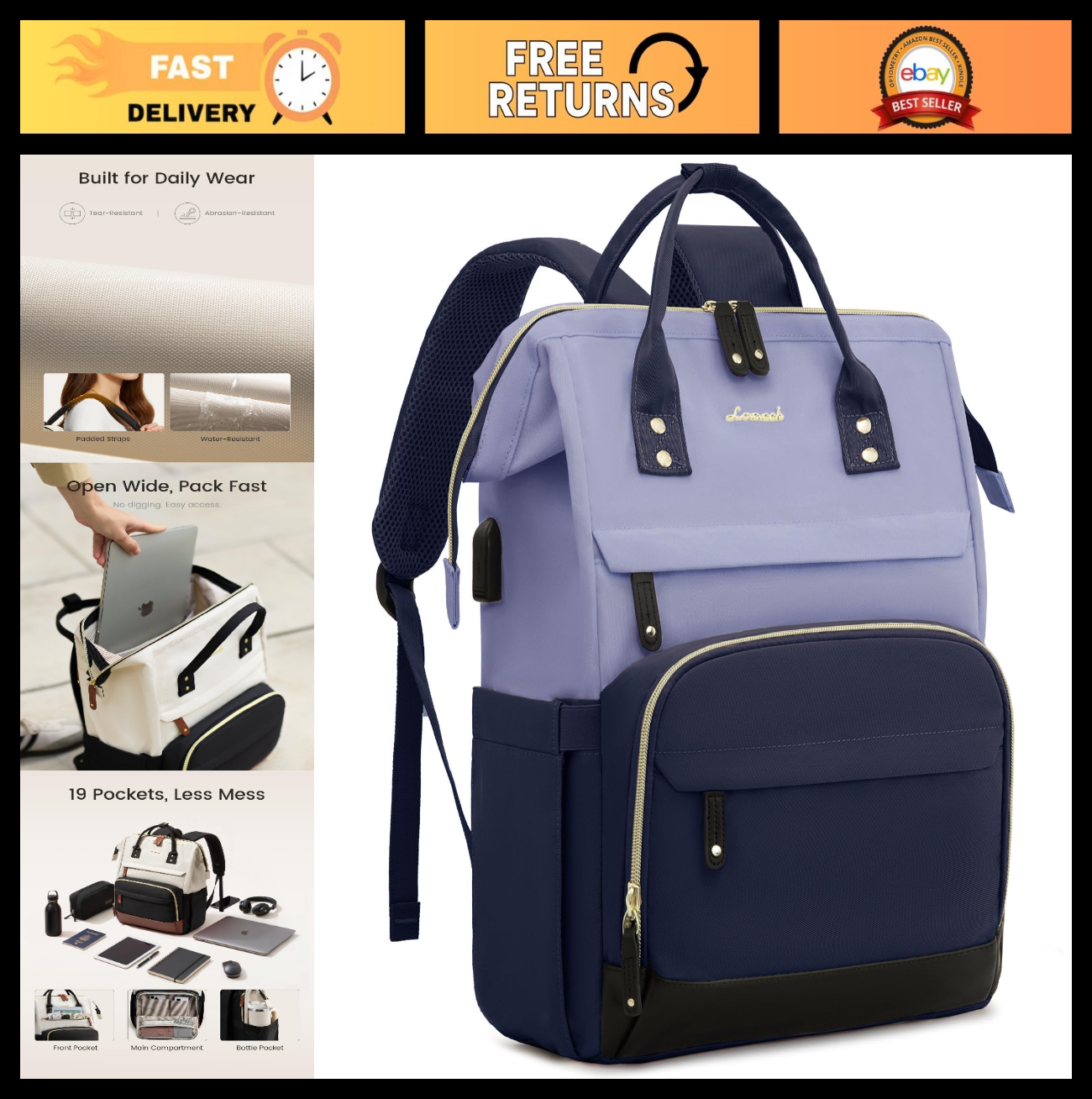 Large Capacity Waterproof Laptop Backpack for Women, 15.6" Business & Travel Bag0
