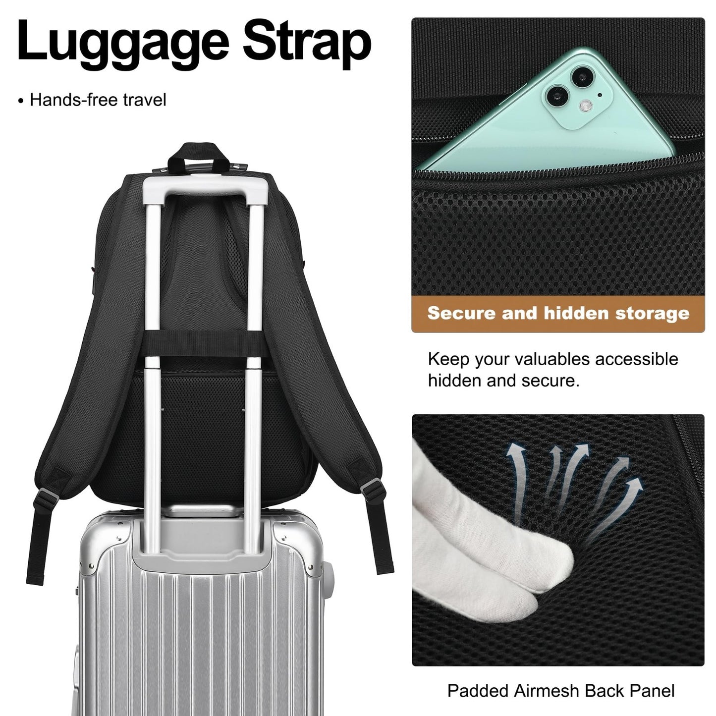 17.3" Laptop Backpack, Waterproof Travel Bag with USB Port, Anti Theft, Casual W3