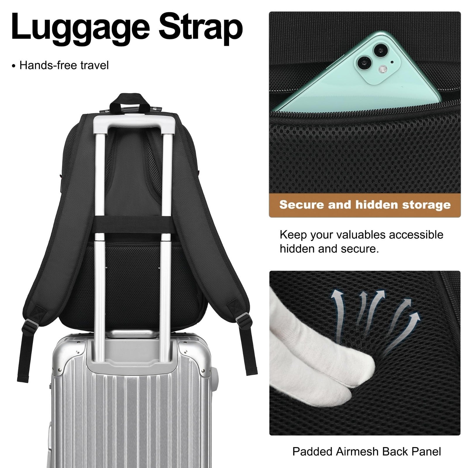 17.3" Laptop Backpack, Waterproof Travel Bag with USB Port, Anti Theft, Casual W3