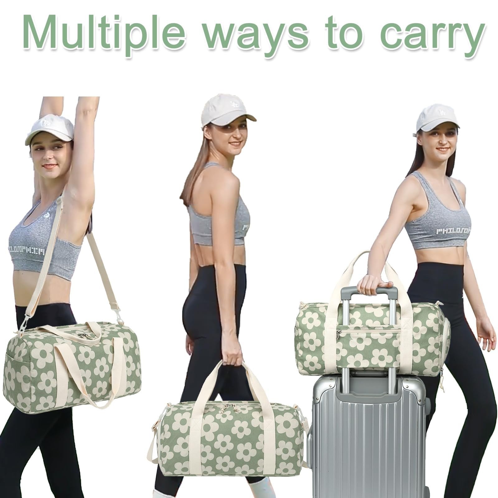 Cute Gym Duffle Bag for Girls with Shoe Compartment & Wet Separation - Waterproo4
