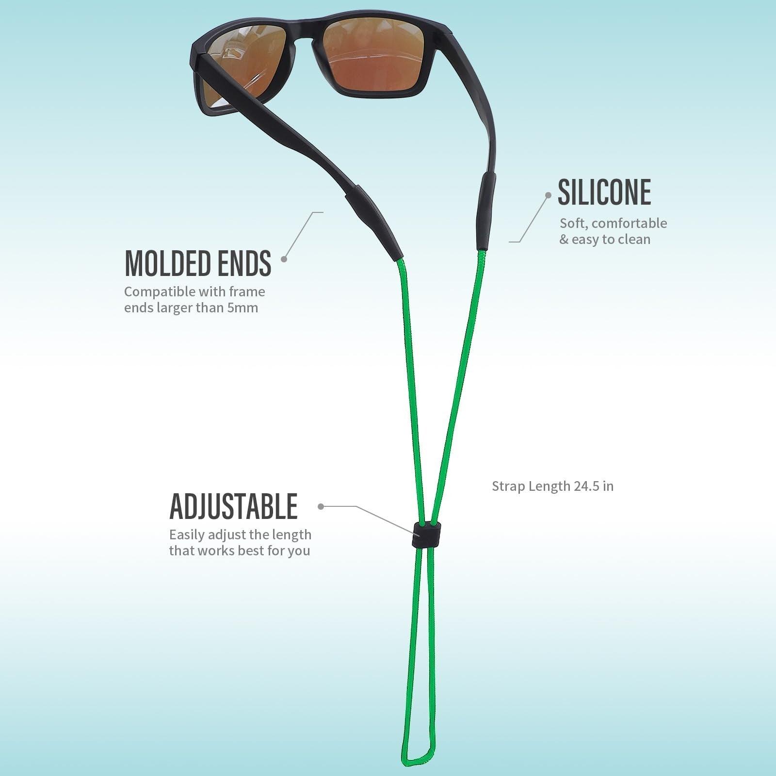 Adjustable Eyeglass Holder Strap - Sunglasses Cords for Men, Women & Kids - Neck5