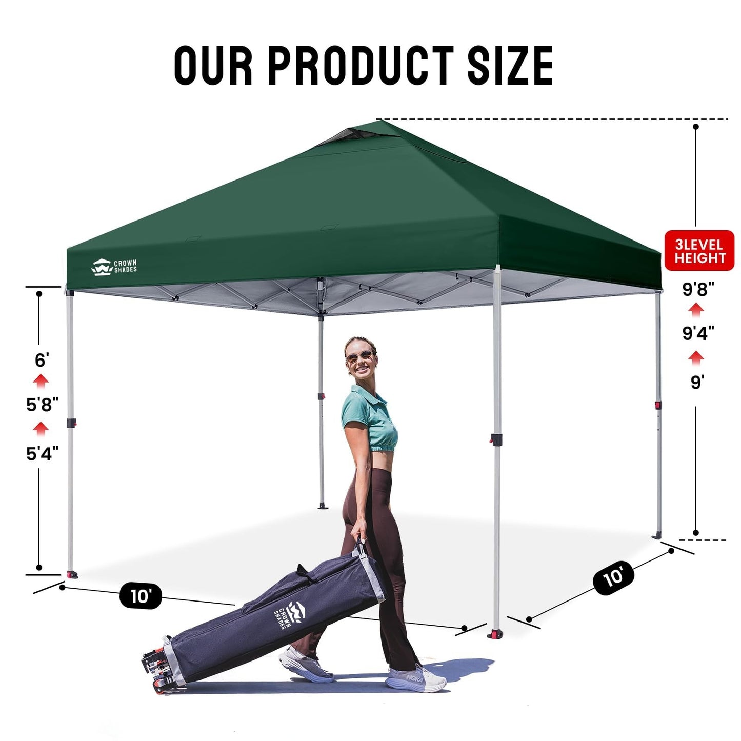 10x10 Pop Up Canopy Tent   Easy Setup, Forest Green, Outdoor Sun Shade for Event2