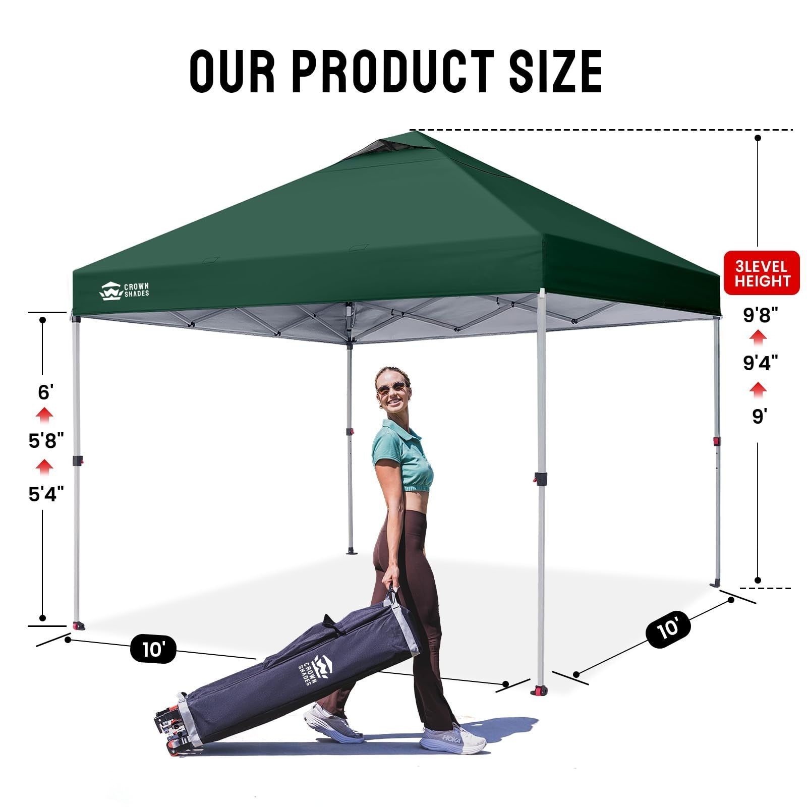 10x10 Pop Up Canopy Tent   Easy Setup, Forest Green, Outdoor Sun Shade for Event2