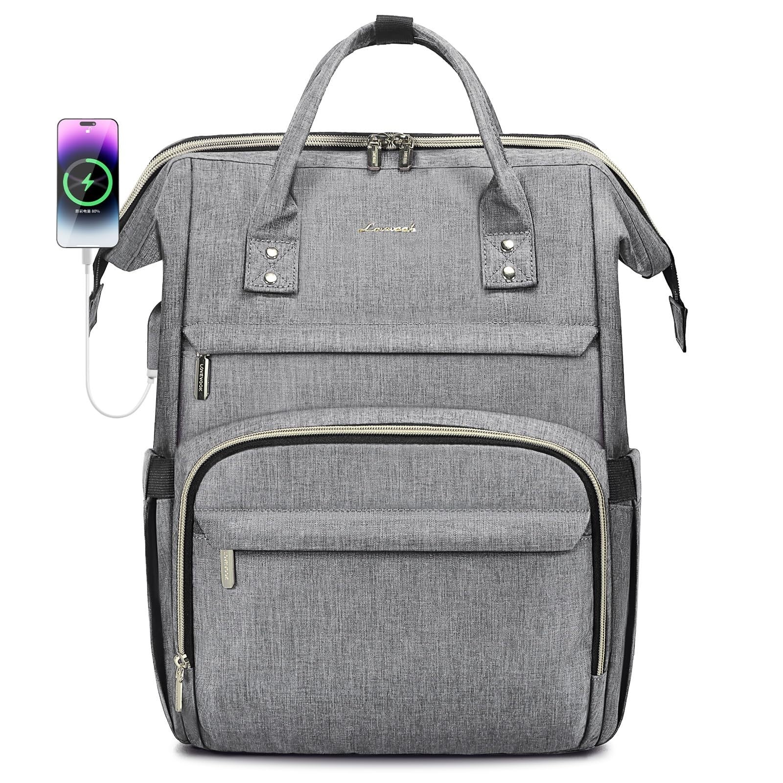 Stylish 15.6" Laptop Backpack for Women, Waterproof Travel Bag with USB Port, Gr1